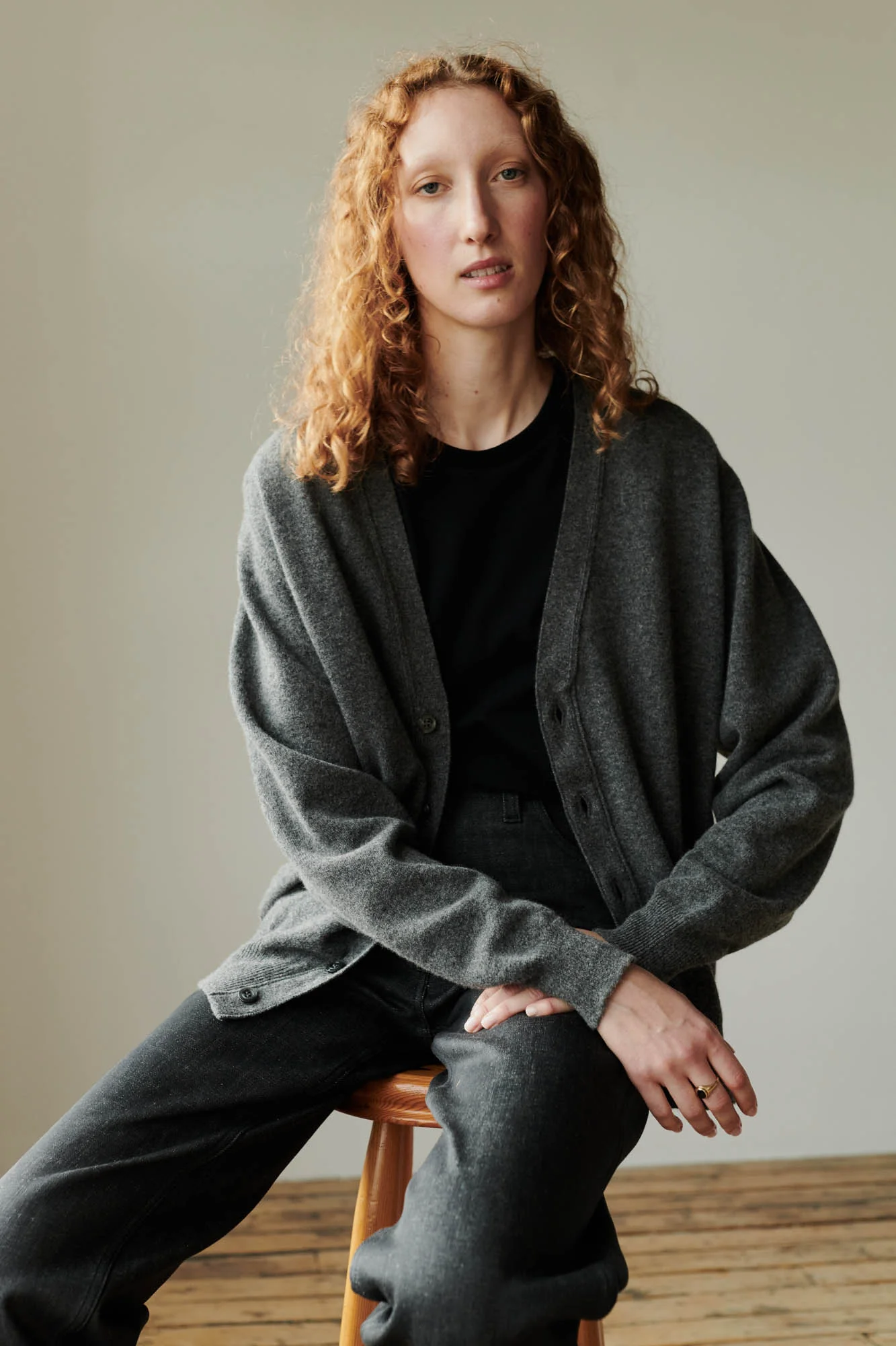 Women's Lambswool Cardigan - Charcoal - Image 2