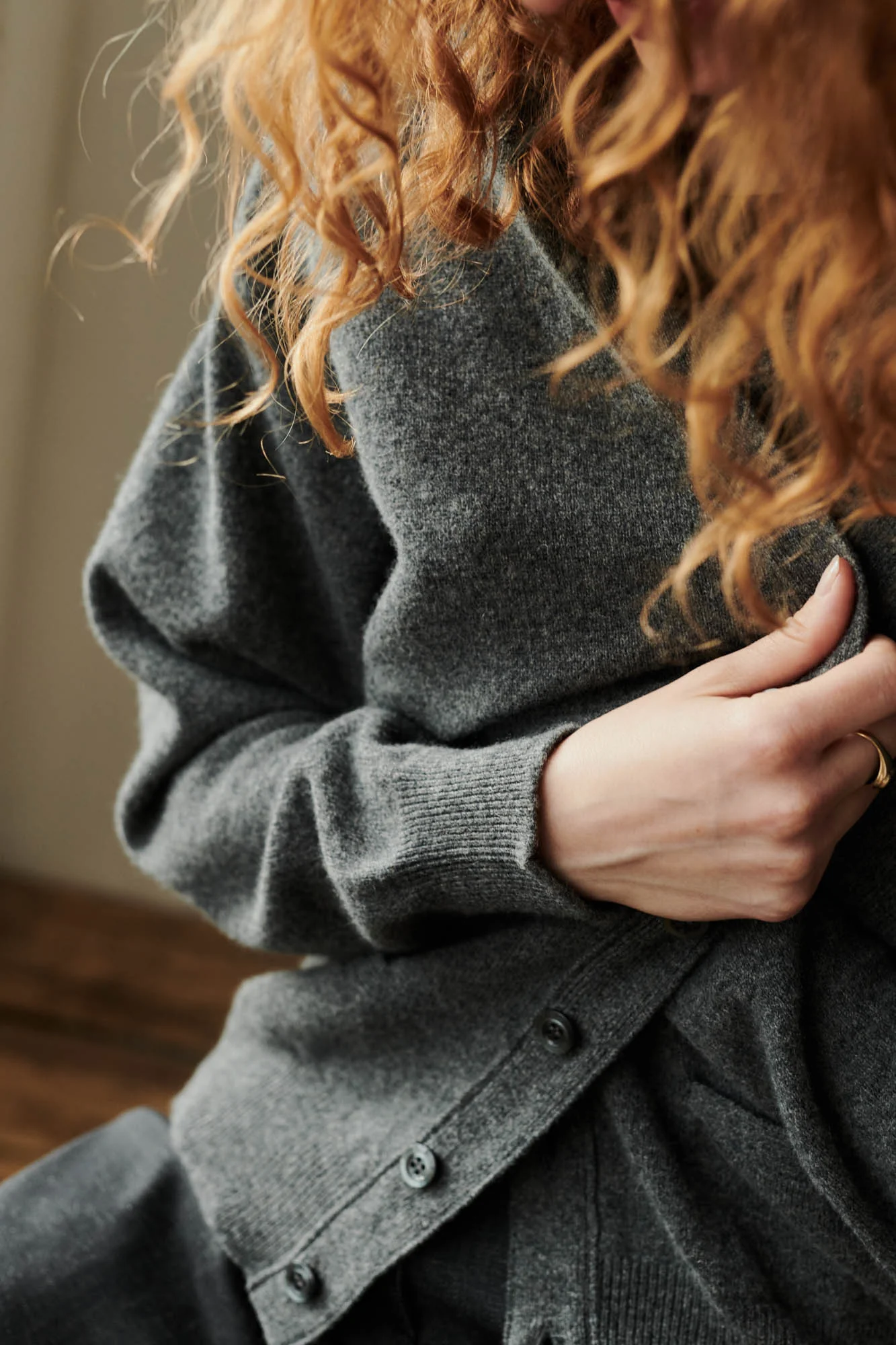 Women's Lambswool Cardigan - Charcoal - Image 4