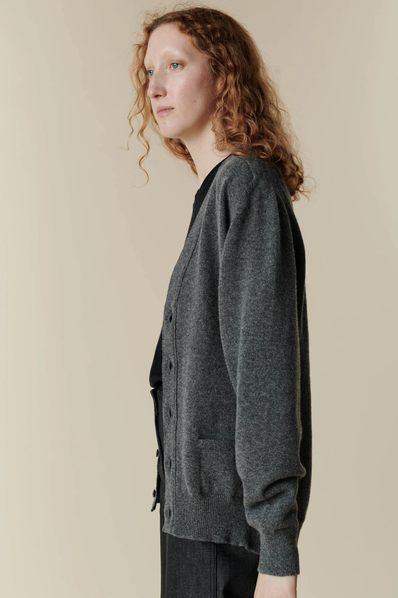 Women's Lambswool Cardigan - Charcoal - Image 7