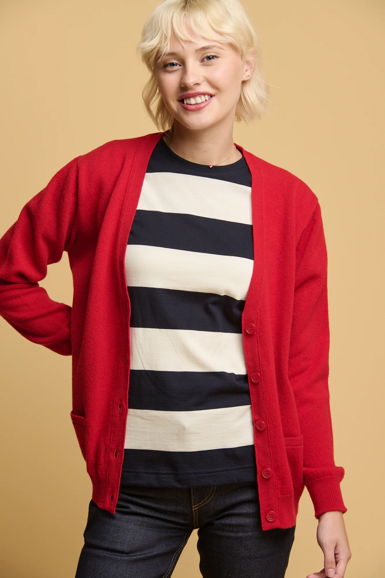 Women's Lambswool Cardigan - Red - Image 4