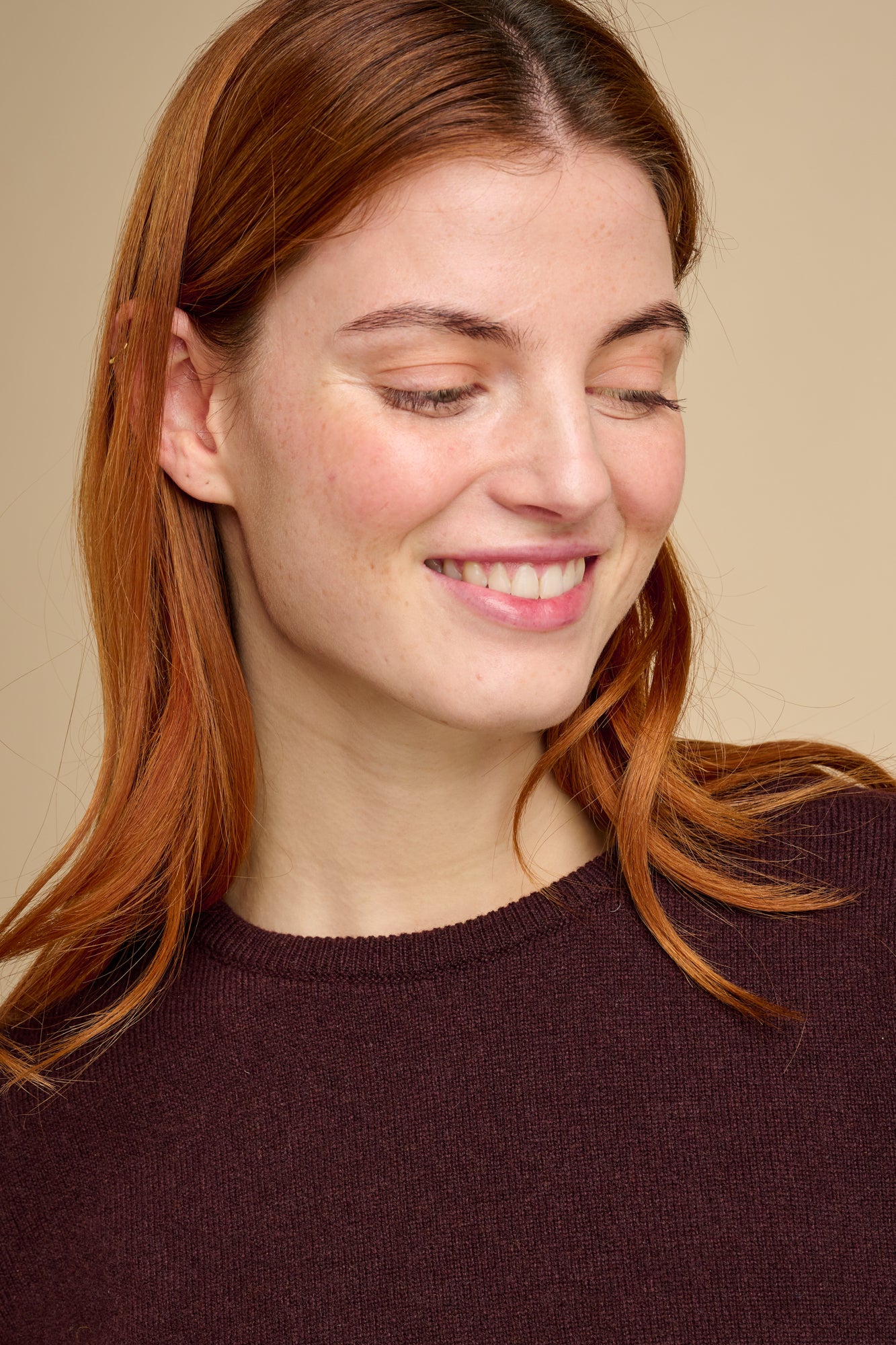 Women's Lambswool Crew Neck - Chocolate - Image 3