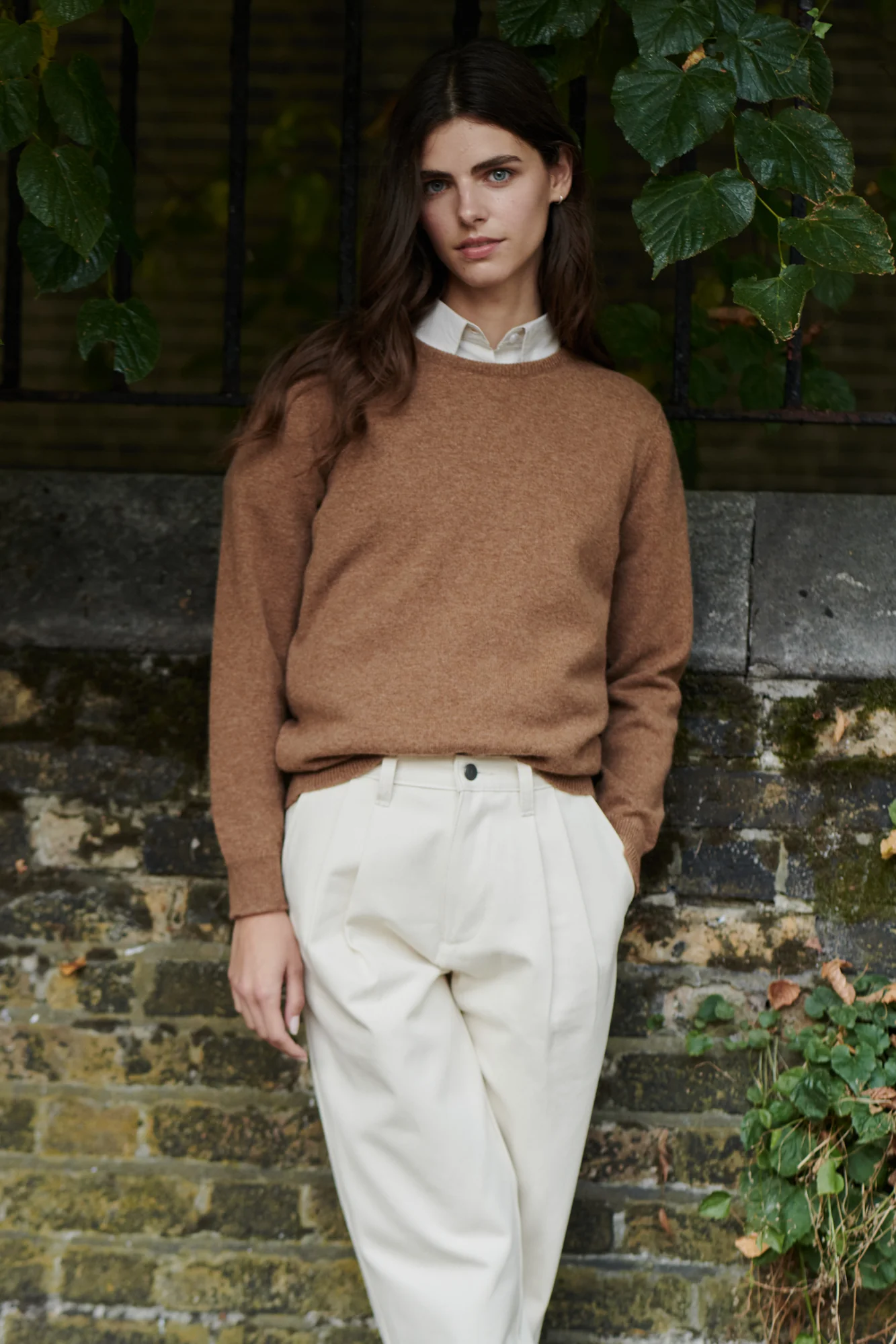 Women's Lambswool Crew Neck - Dark Camel - Image 4