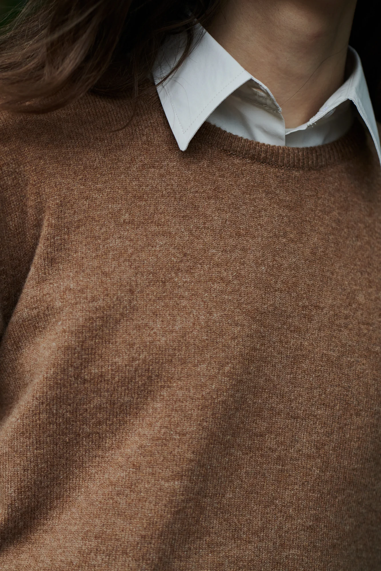 Women's Lambswool Crew Neck - Dark Camel - Image 5