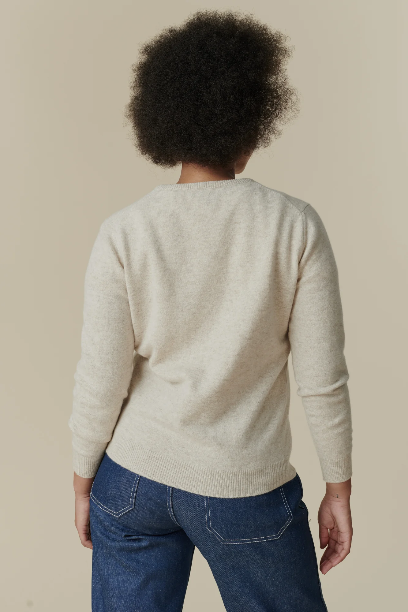 Women's Lambswool Crew Neck - Linen - Image 2