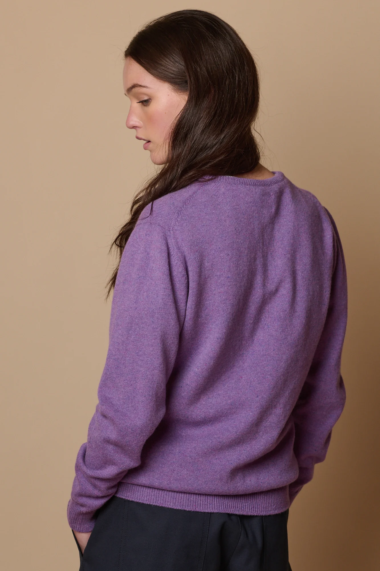 Women's Lambswool Crew Neck - Thistle Purple - Image 3