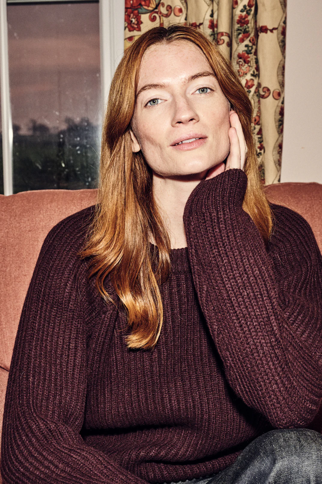 Women's Lambswool Fisherman Ribbed Jumper - Choc