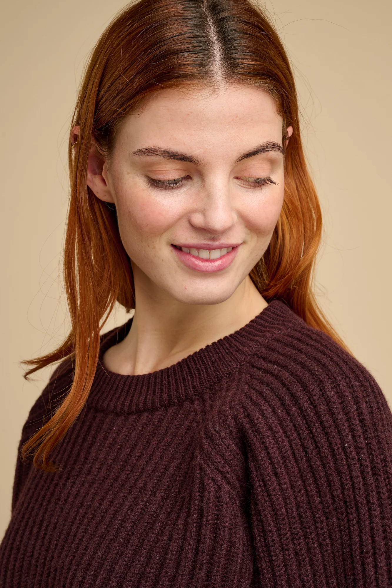 Women's Lambswool Fisherman Ribbed Jumper - Choc - Image 4