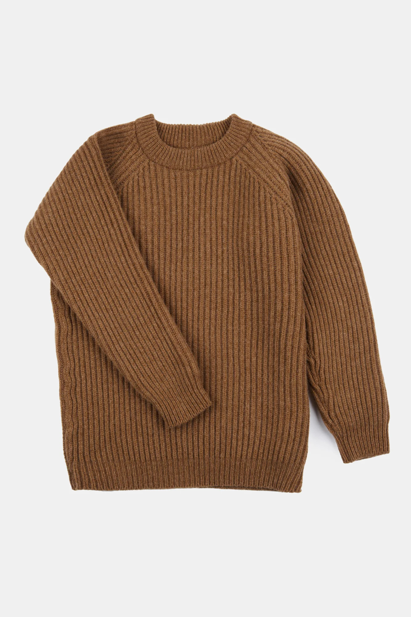 Women's Lambswool Fisherman Ribbed Jumper - Dark Camel - Image 5