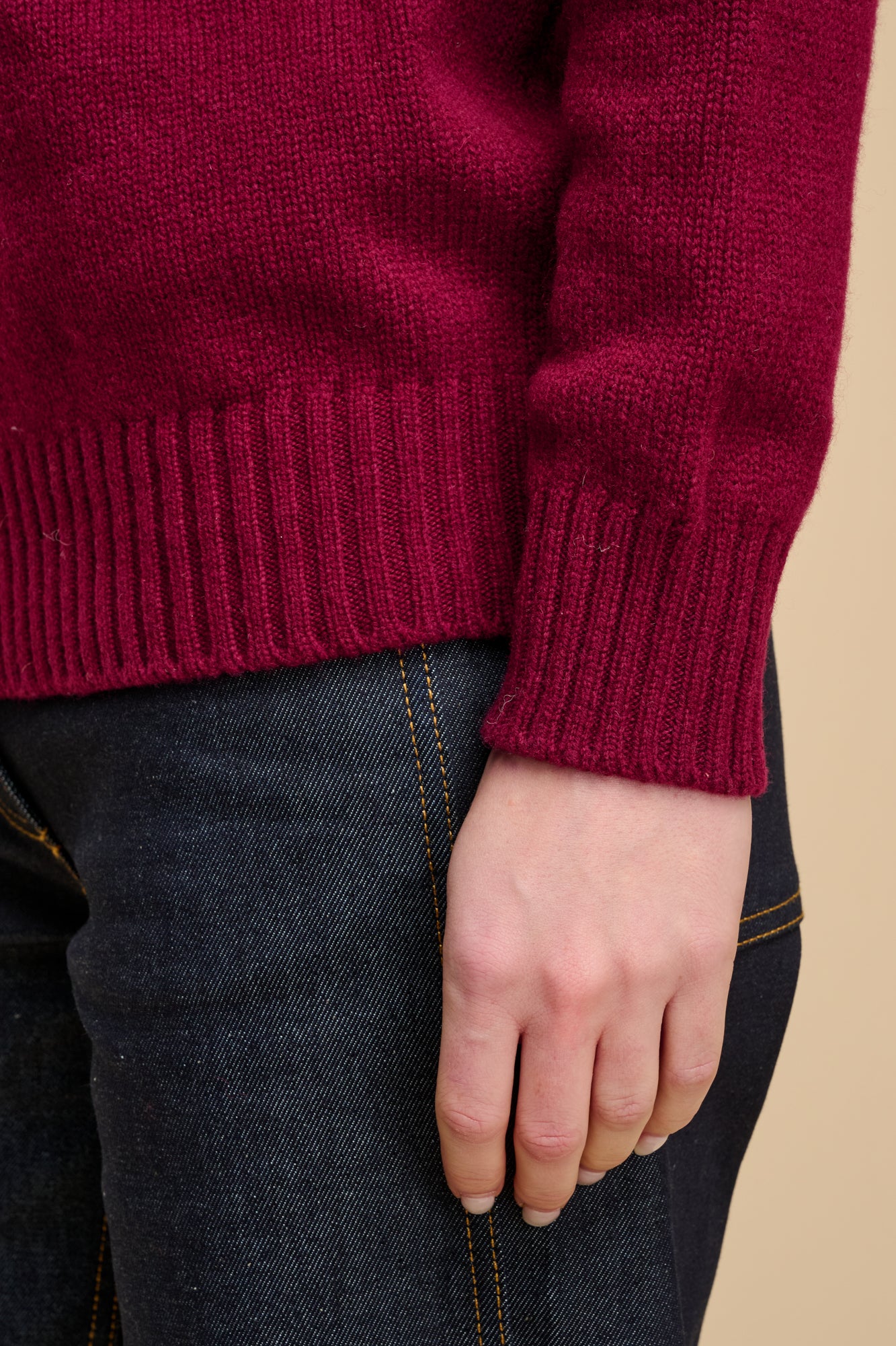 Women's Lambswool Roll Neck-Burgundy - Image 5