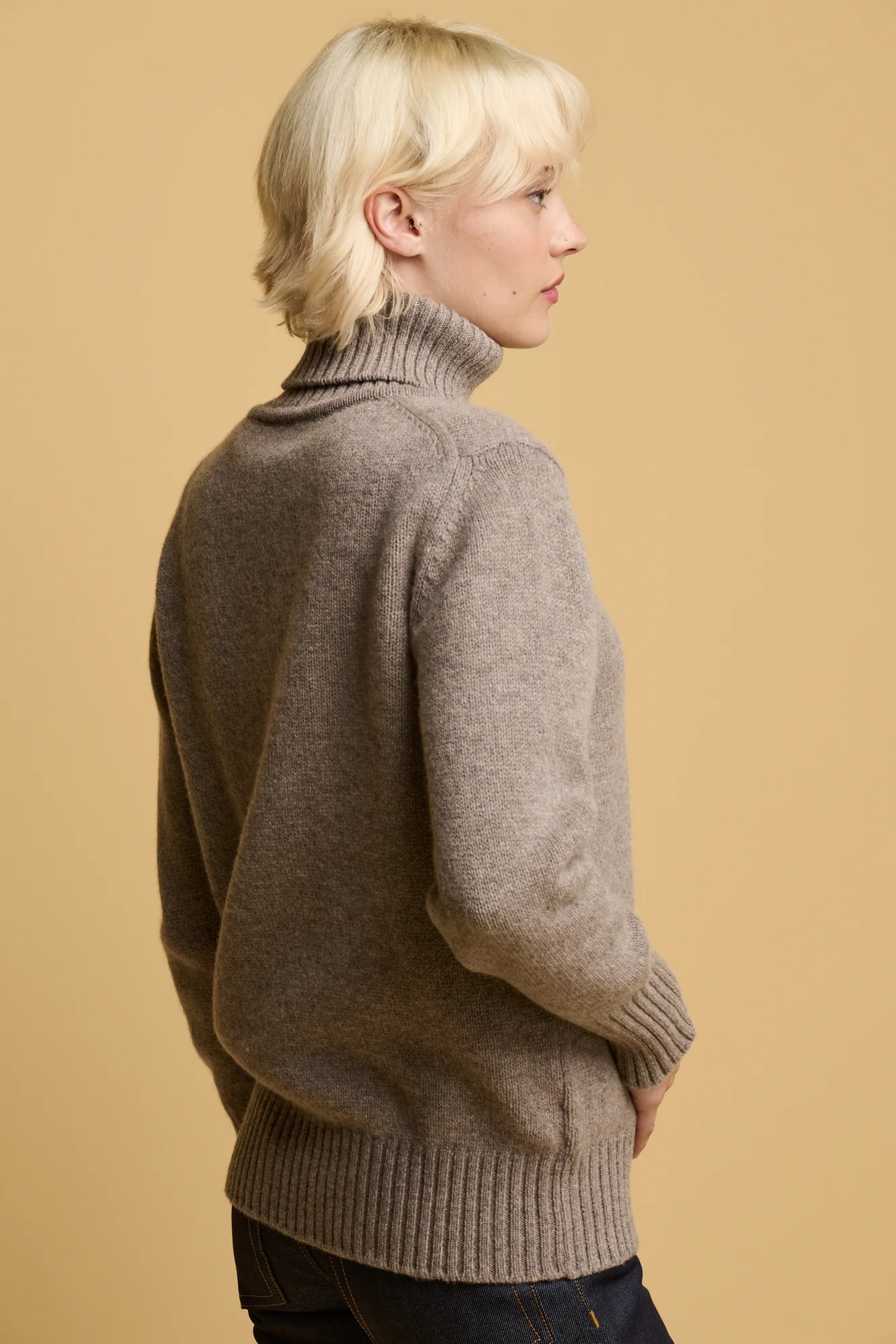 Women's Lambswool Roll Neck - Truffle - Image 2