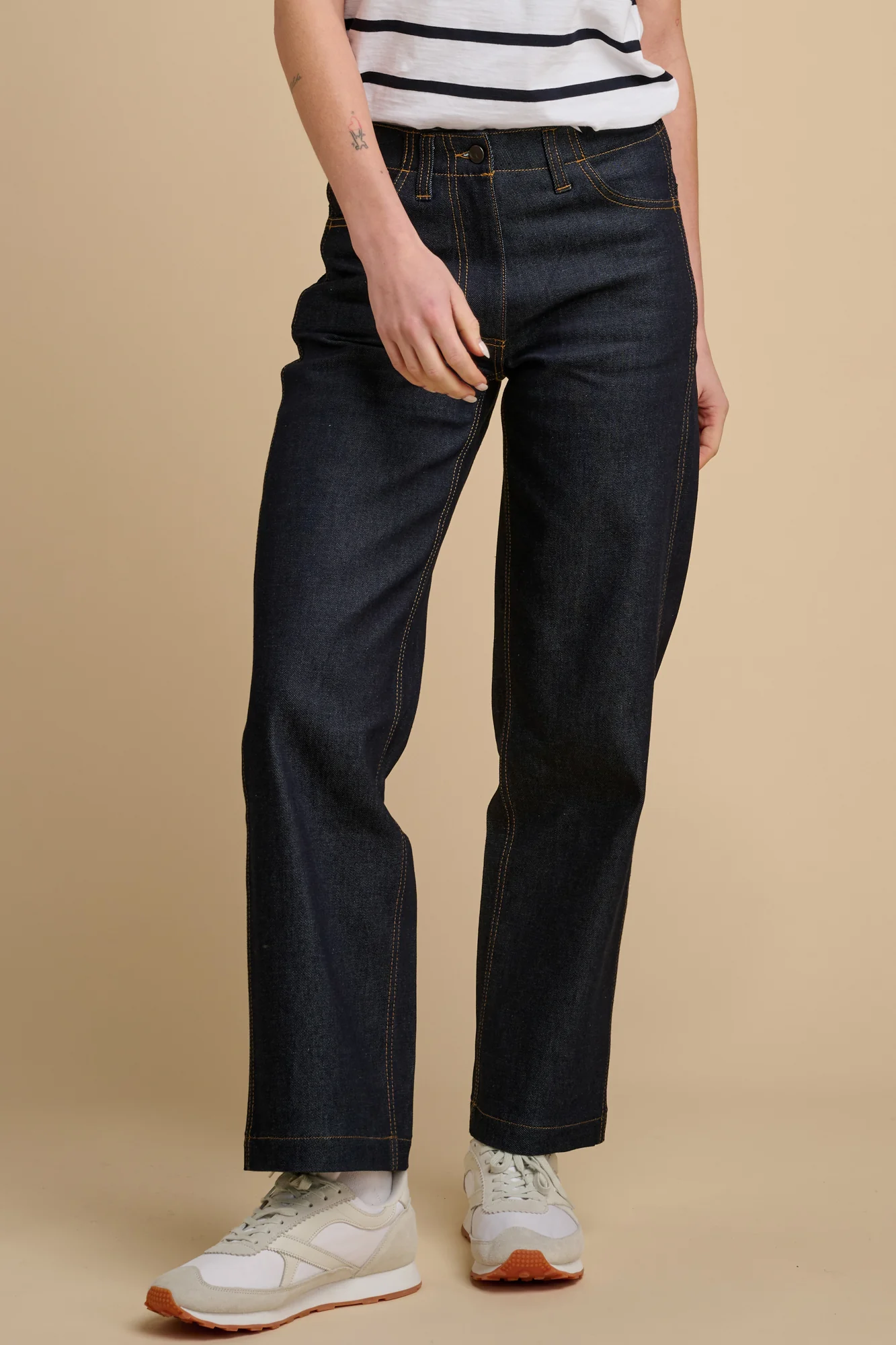 Womens Lightweight Work Wide Straight Jean- Indigo - Image 3