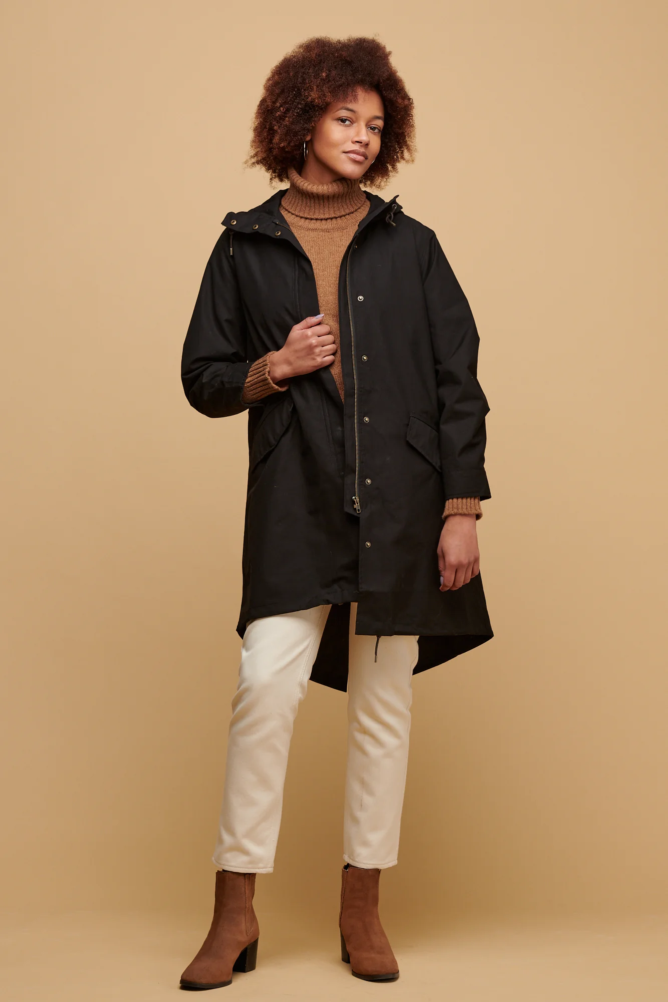 Women's Long Parka - Black - Image 3