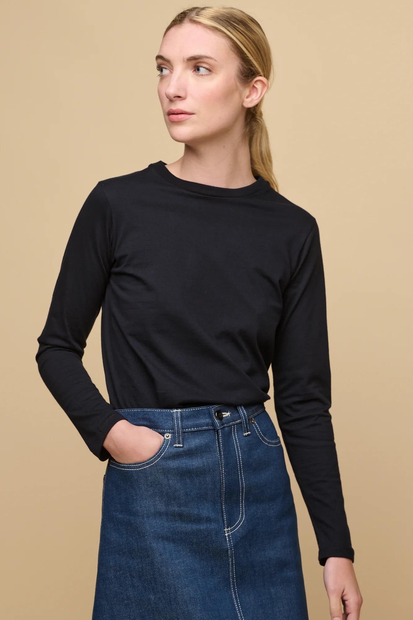 Women's Long Sleeve T Shirt - Navy - Image 4