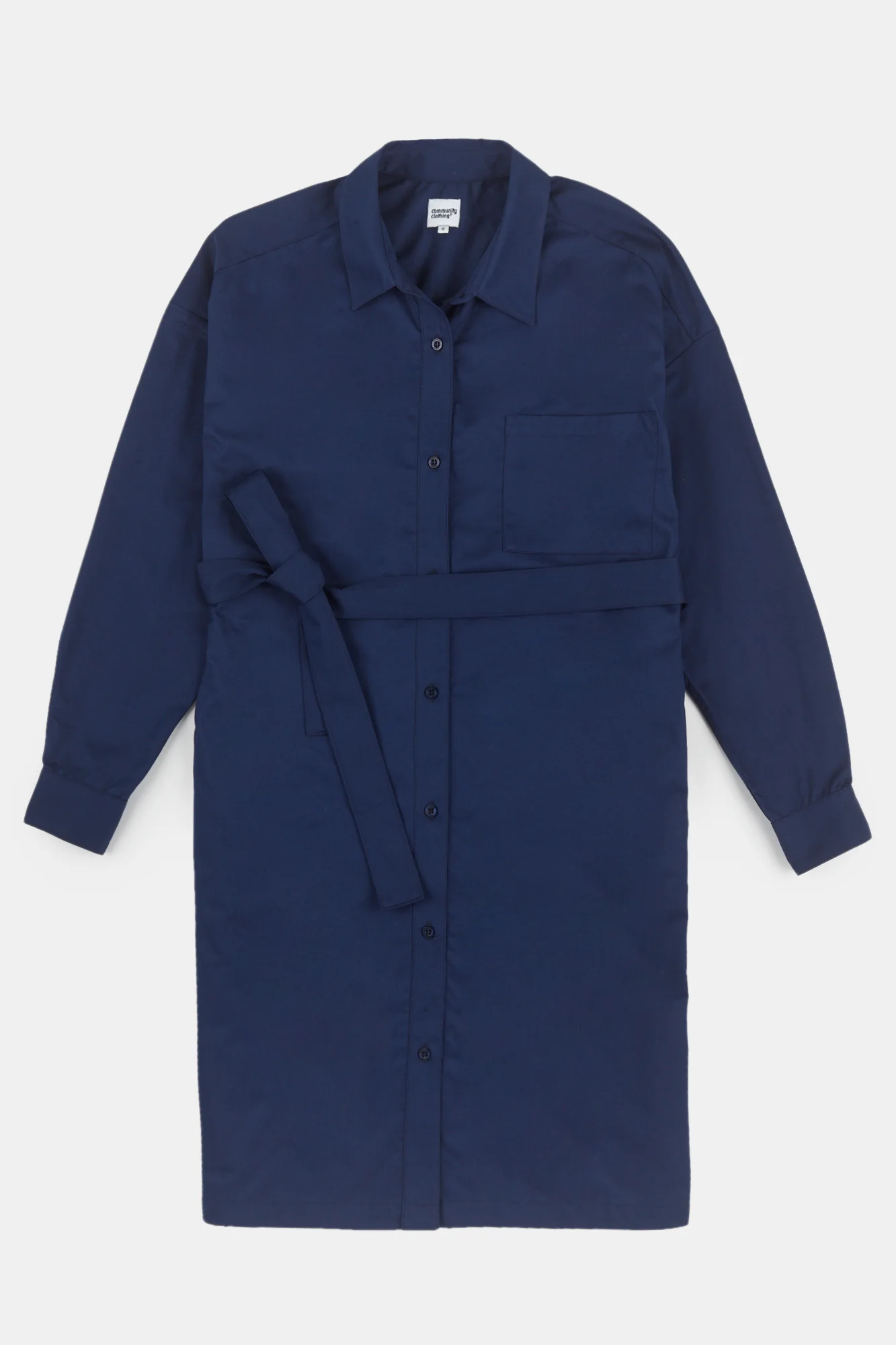 Women's Lorelle Belted Midi Cotton Shirt Dress - Navy - Image 5