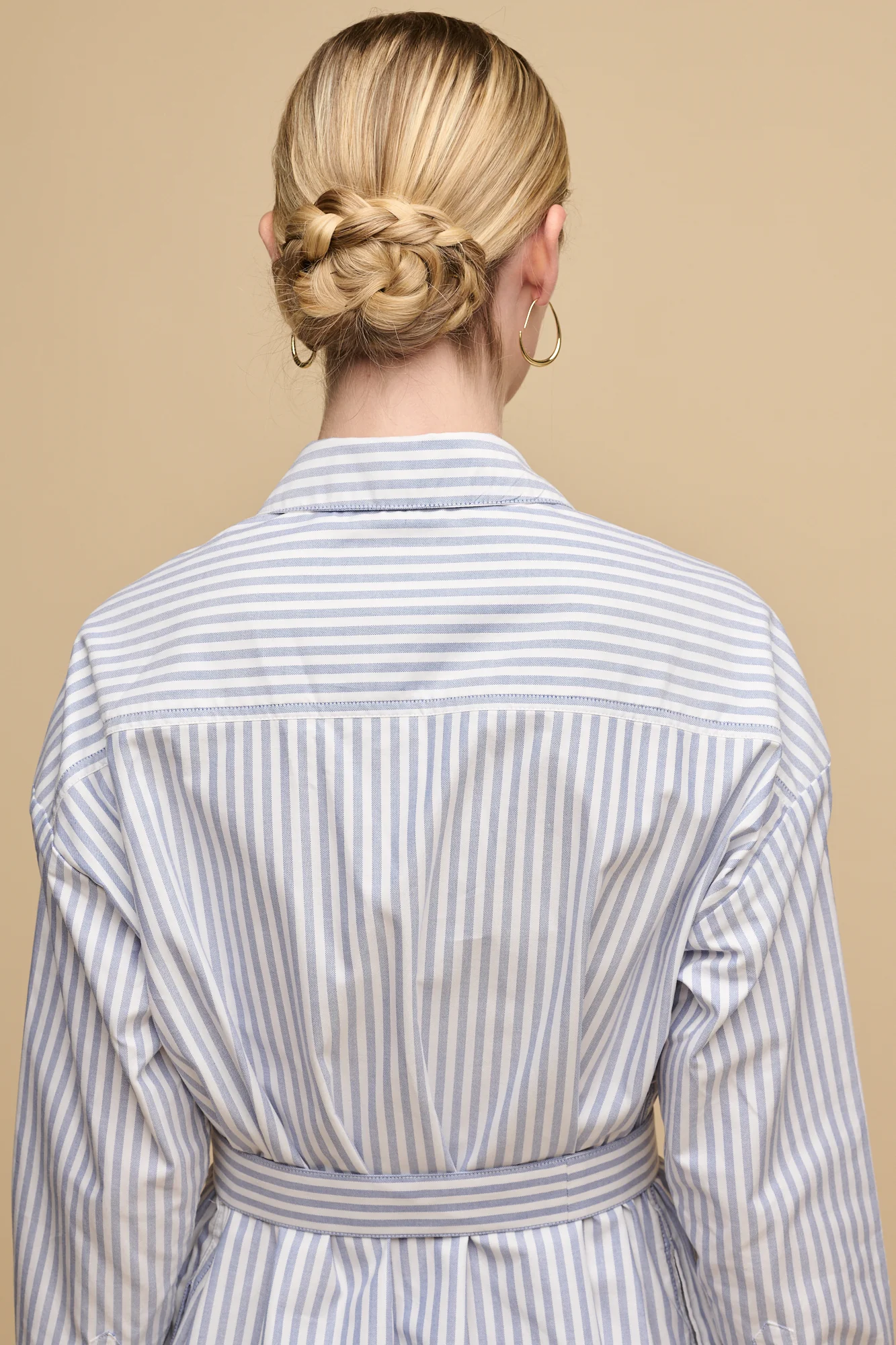 Women's Lorelle Belted Midi Cotton Shirt Dress - Blue/White - Image 3