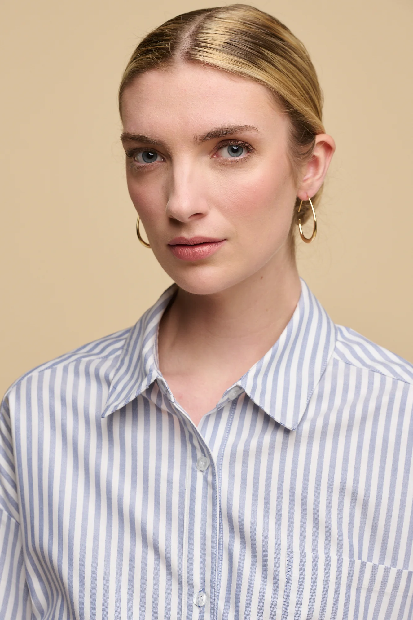 Women's Lorelle Belted Midi Cotton Shirt Dress - Blue/White - Image 5