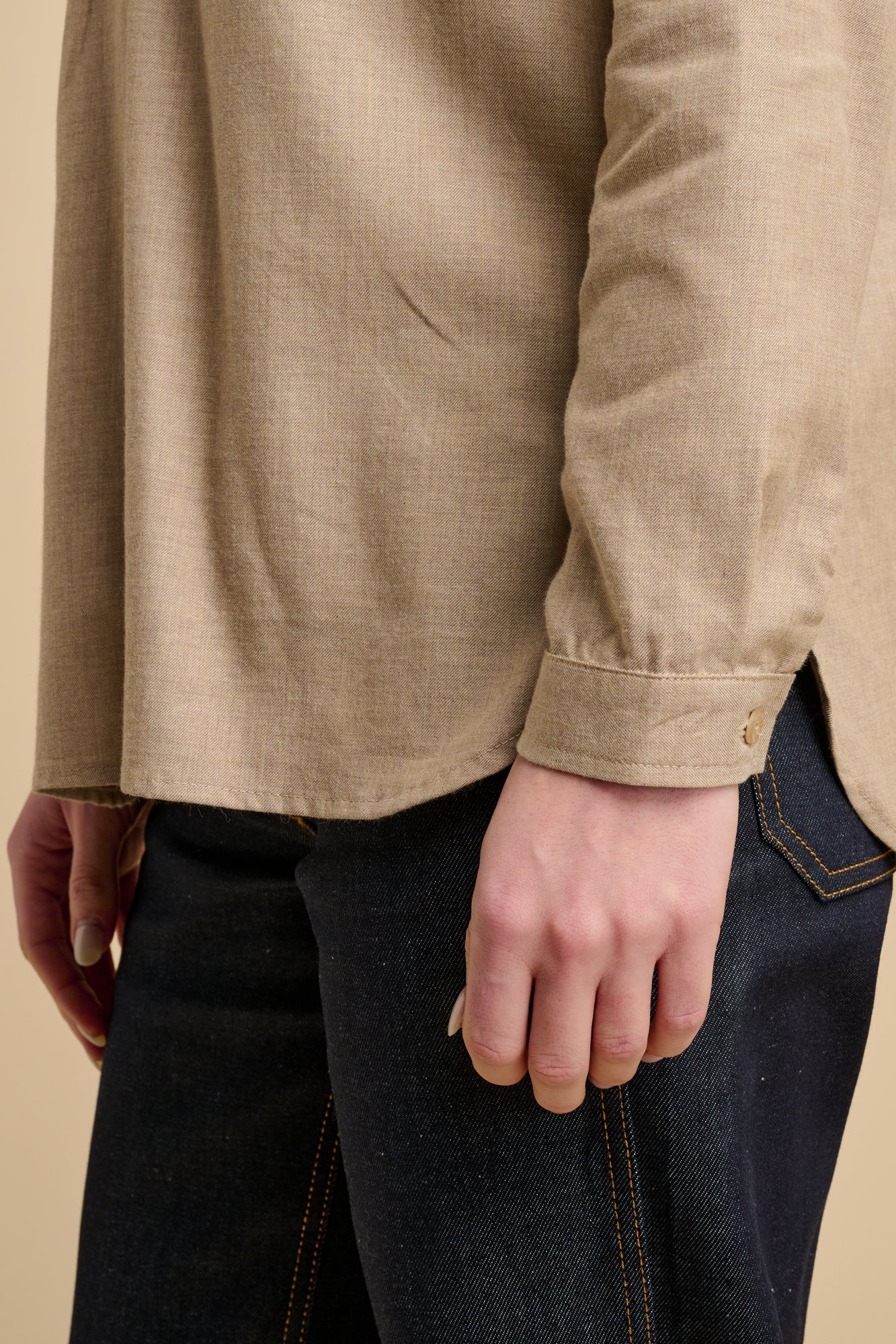 Womens Olivia Half Placket Ltweight Shirt - LT Tan - Image 4
