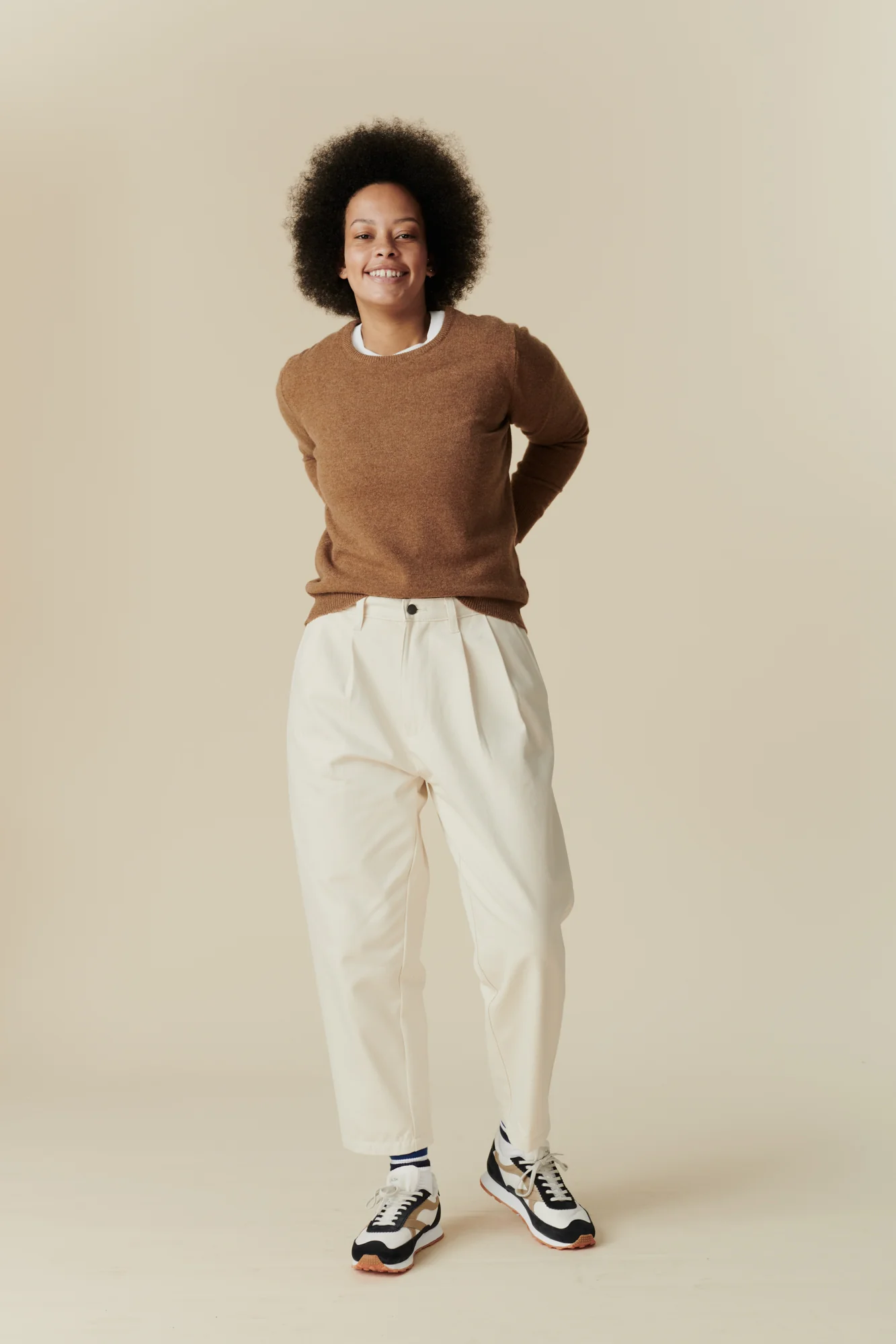 Women's Pleated Jeans - Ecru - Image 3