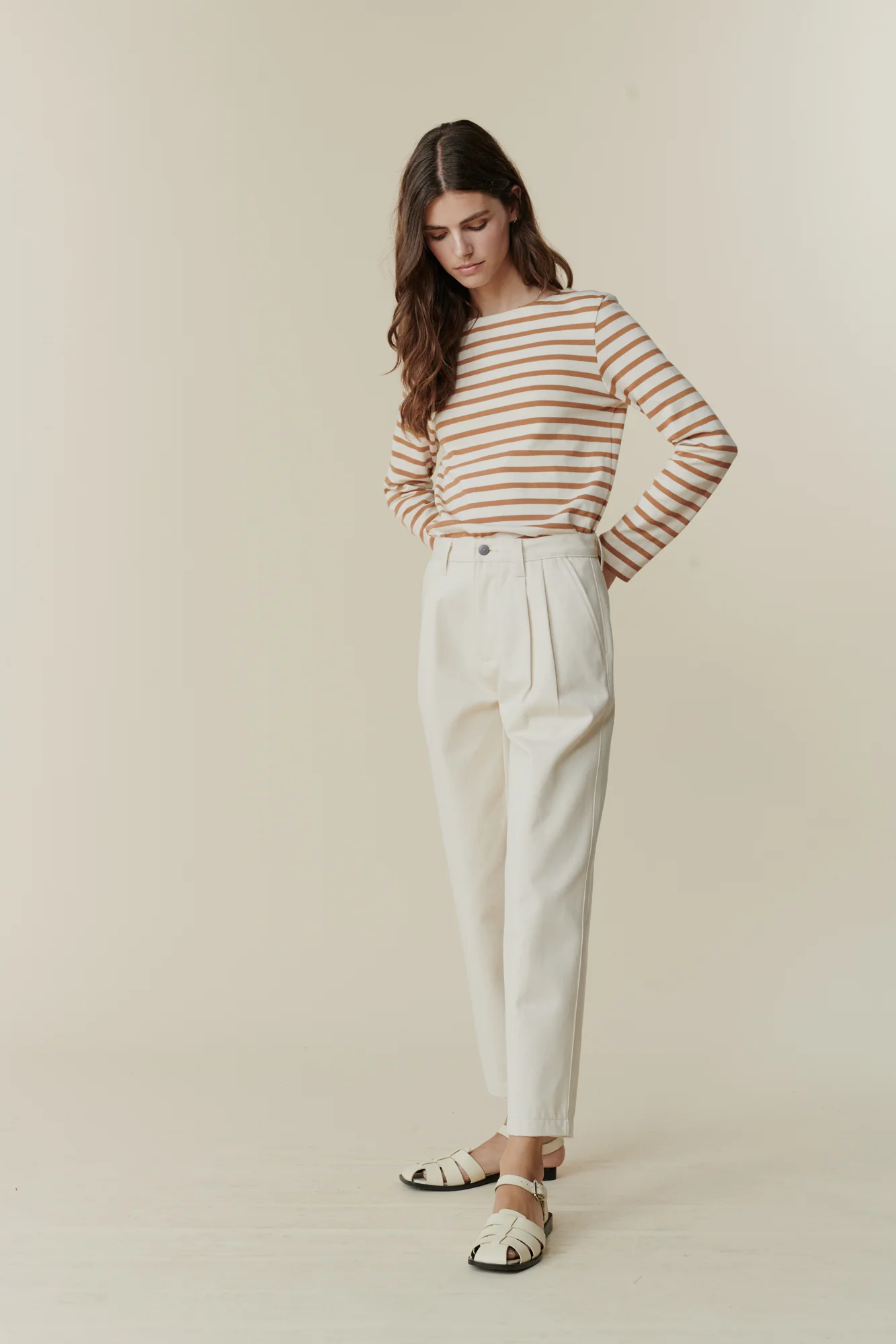 Women's Pleated Jeans - Ecru - Image 7
