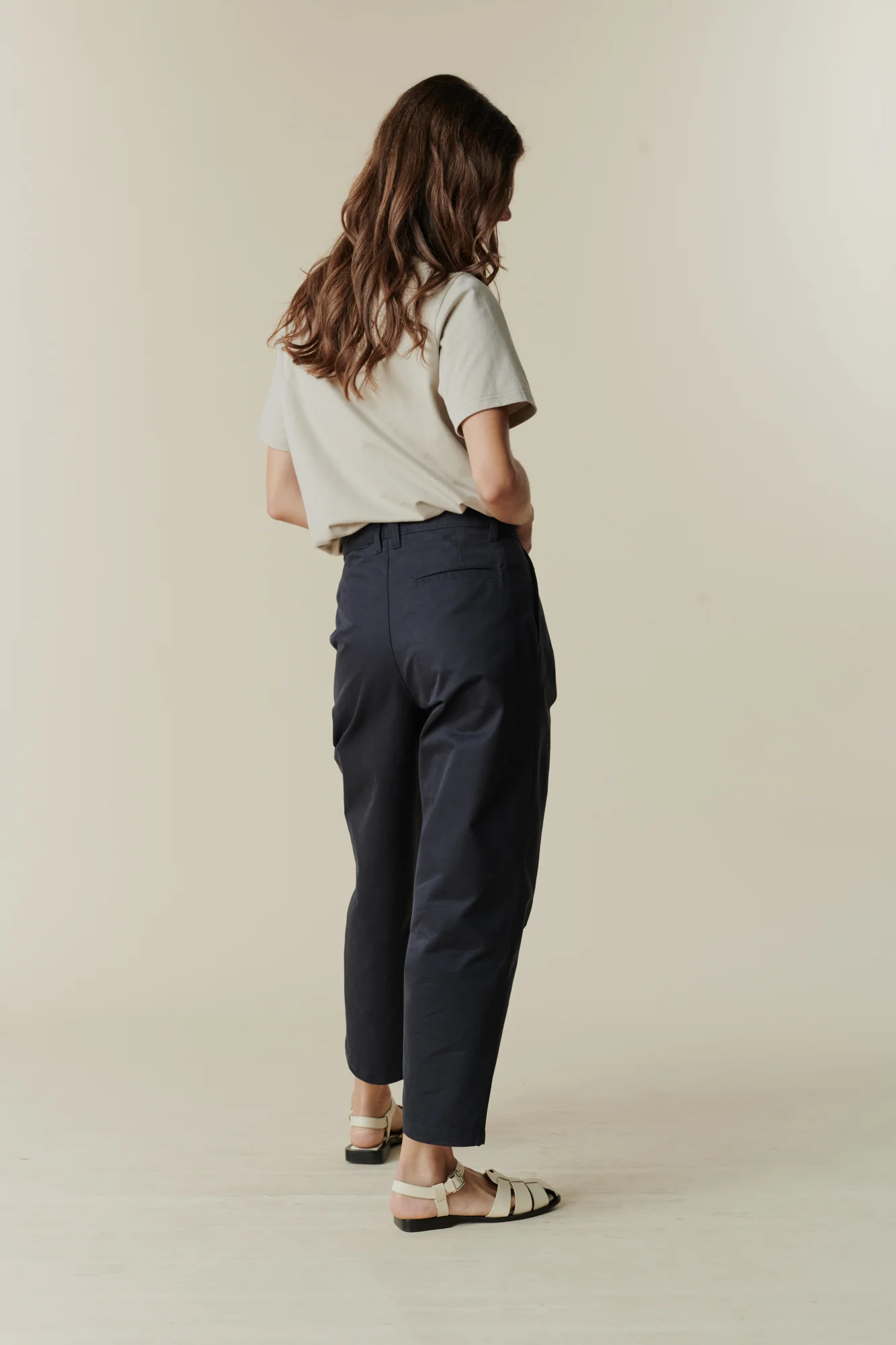 Women's Pleated Trousers- Navy - Image 2