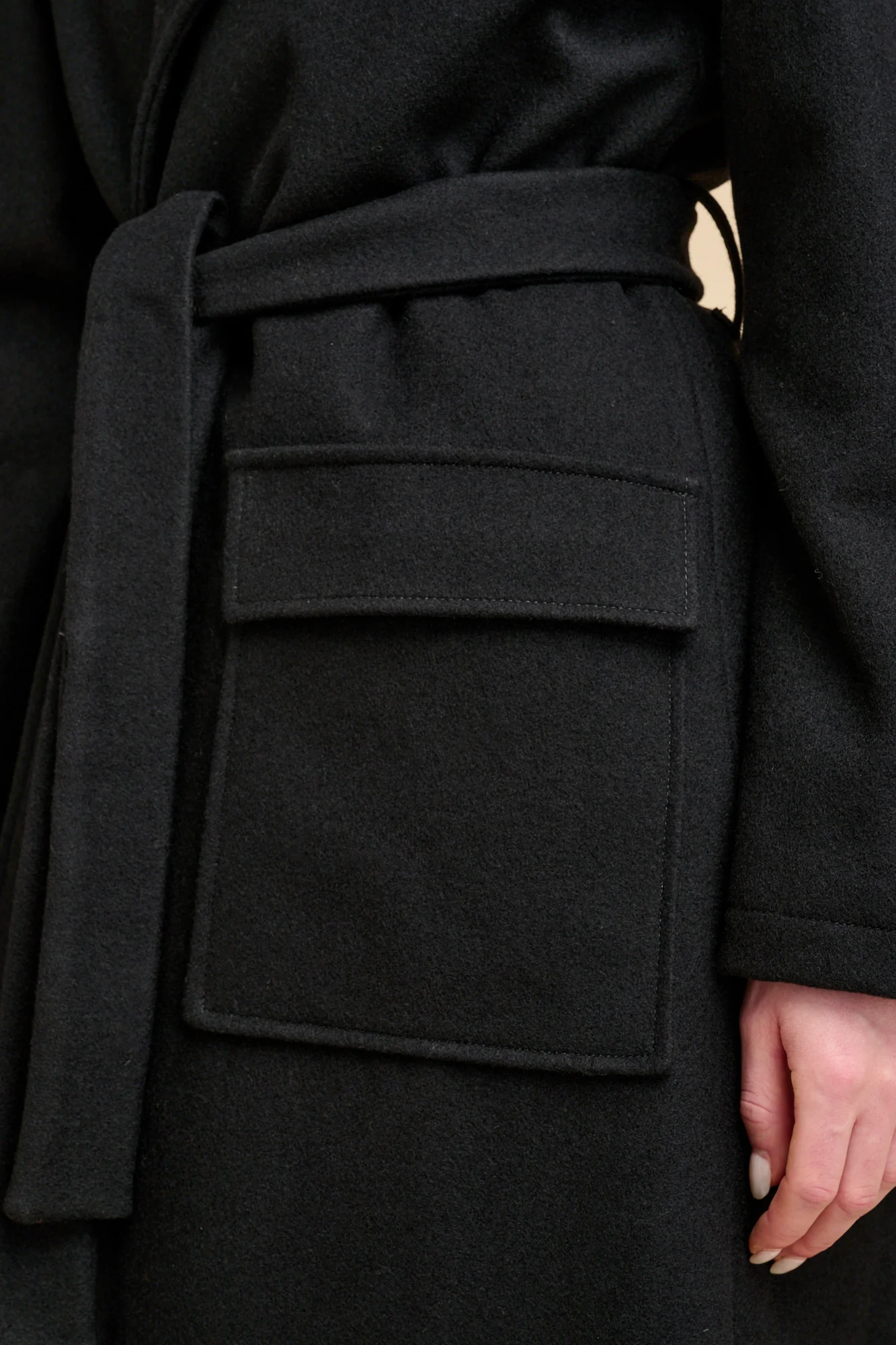 Women's Polo Coat - Black - Image 7