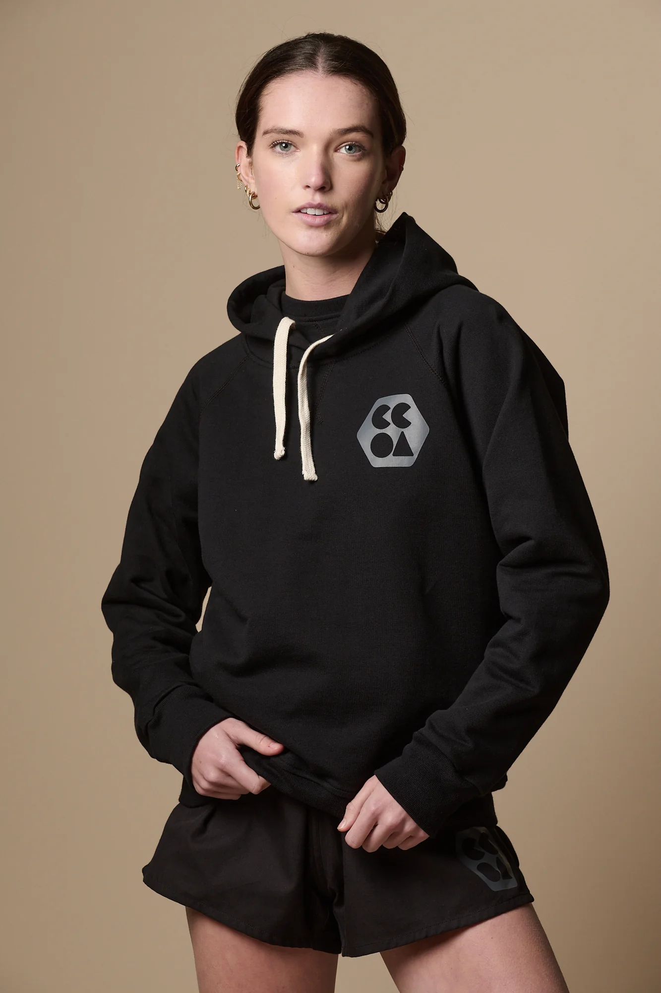 Womens Raglan Hooded Sweatshirt Plastic Free - Black - Image 5