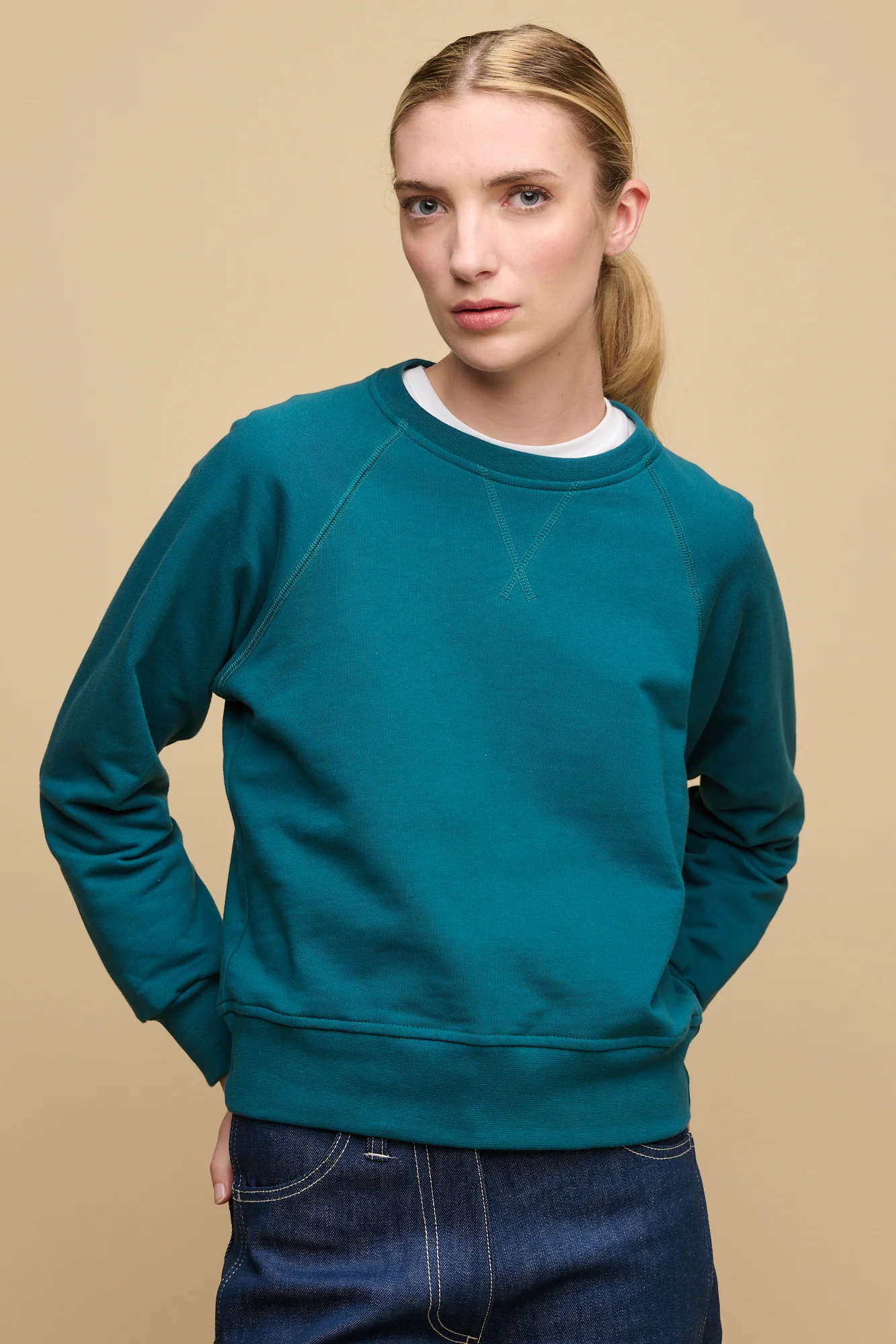 Women's Raglan Sweatshirt Plastic Free- Teal - Image 2