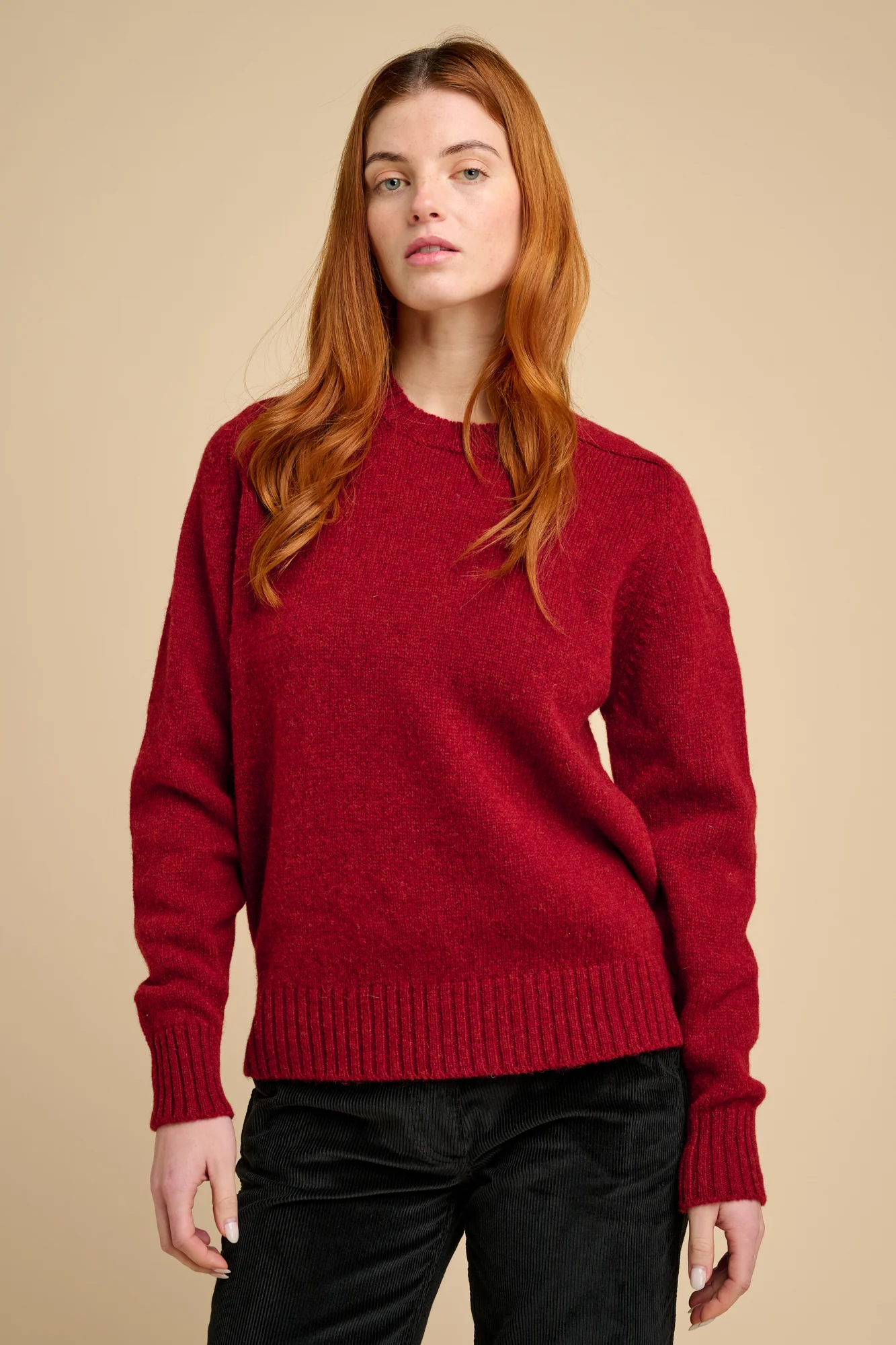 Women's Shetland Jumper - Dark red