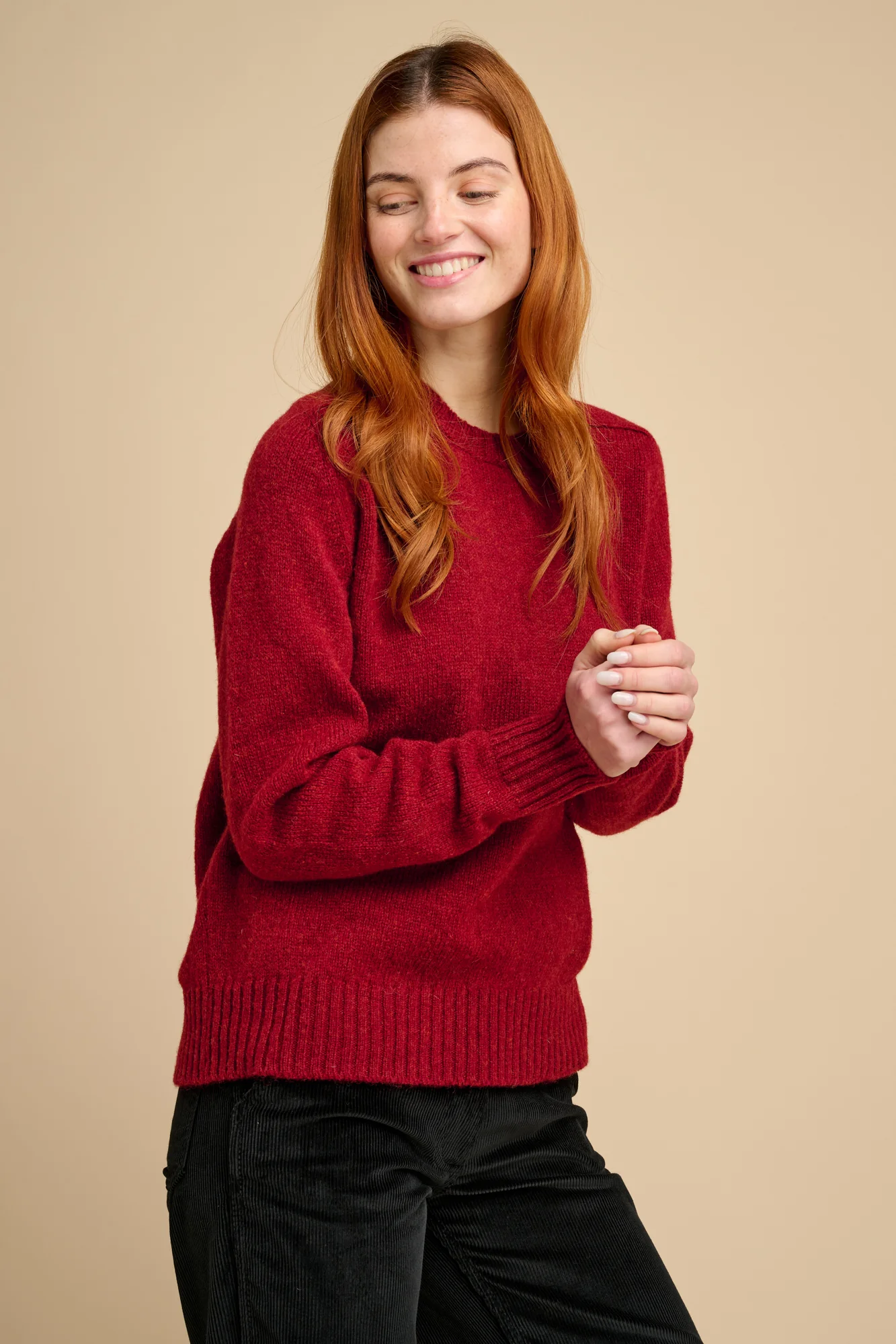 Women's Shetland Jumper - Dark red - Image 5