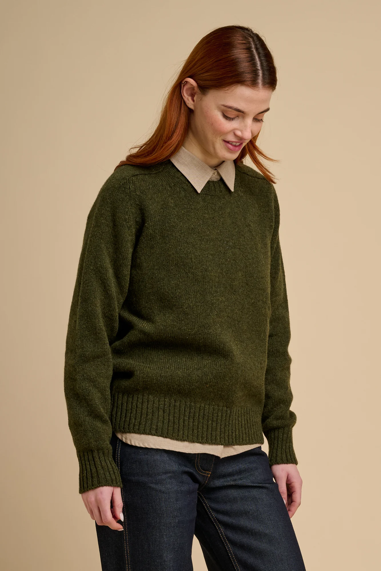 Women's Shetland Jumper - Olive - Image 5