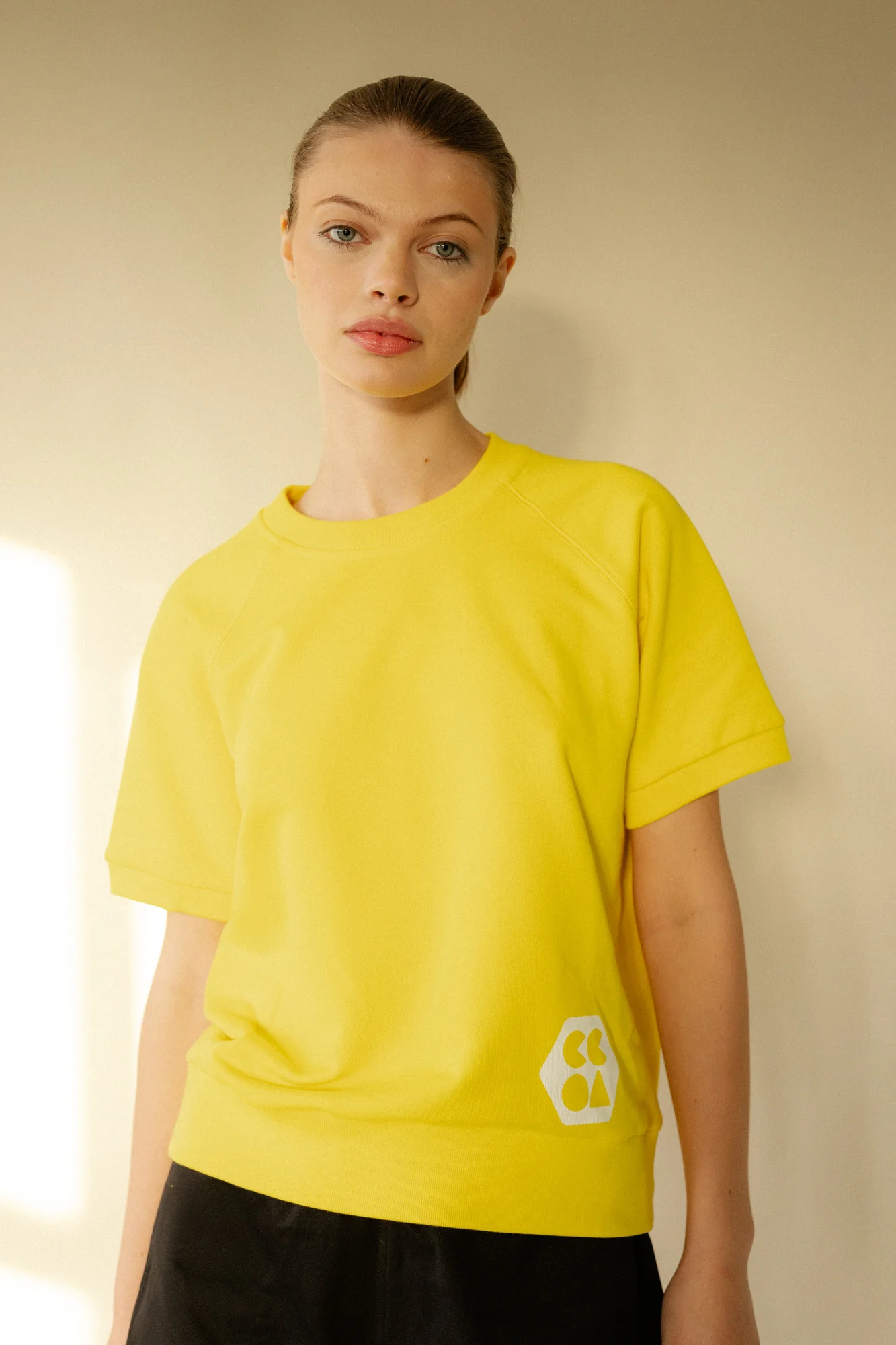 Women's Short Sleeve Raglan Training Top Plastic Free - Canary Yellow - Image 2