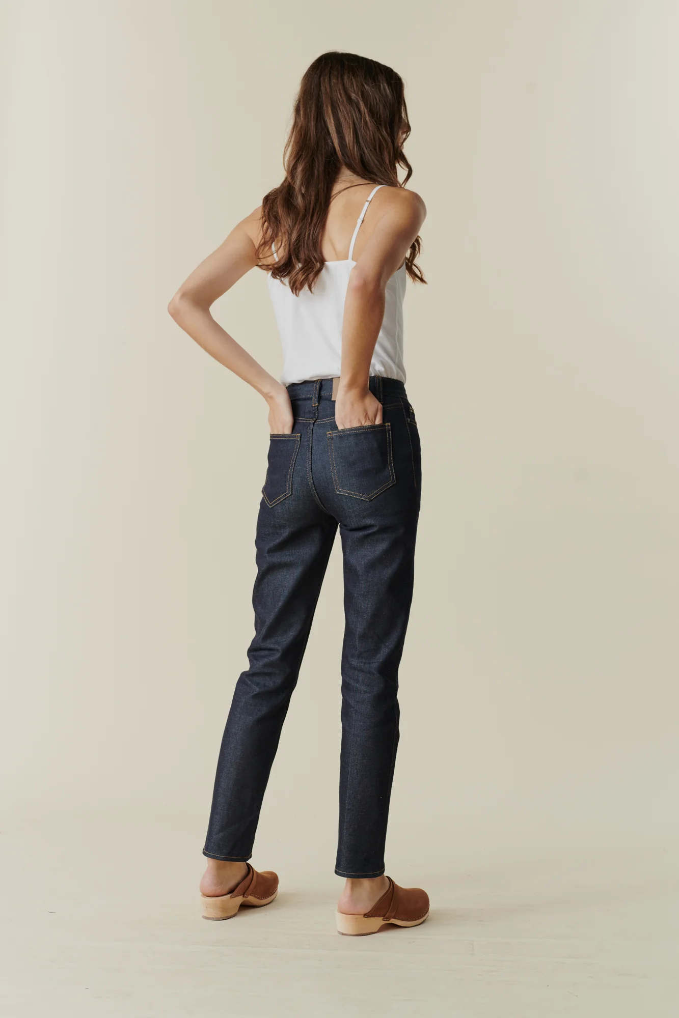 Women's Straight Leg High Rise Denim Jeans - Indigo - Image 6