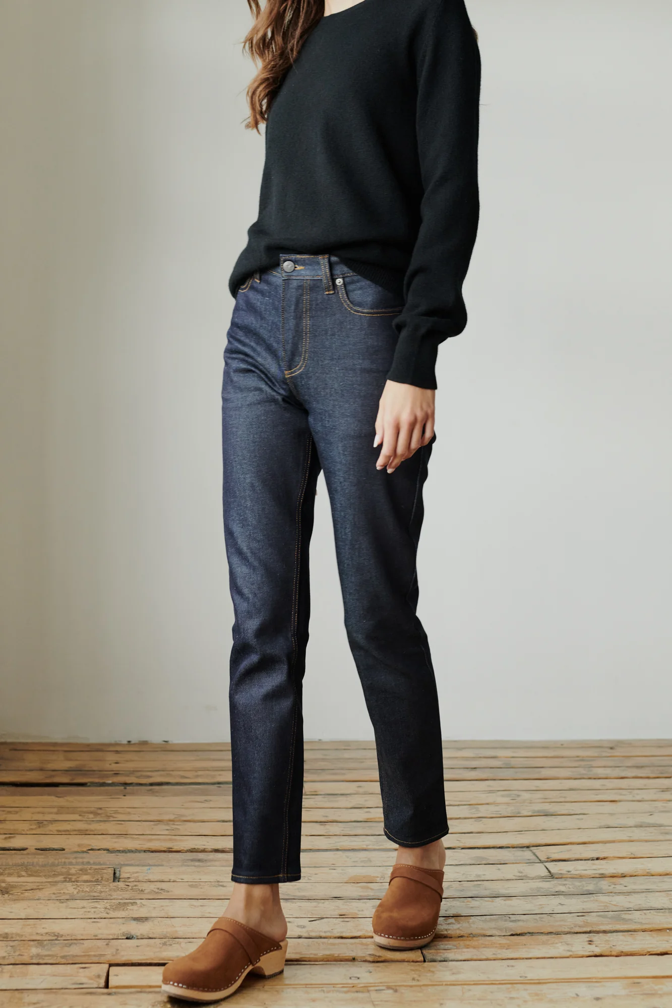 Women's Straight Leg High Rise Denim Jeans - Indigo - Image 7