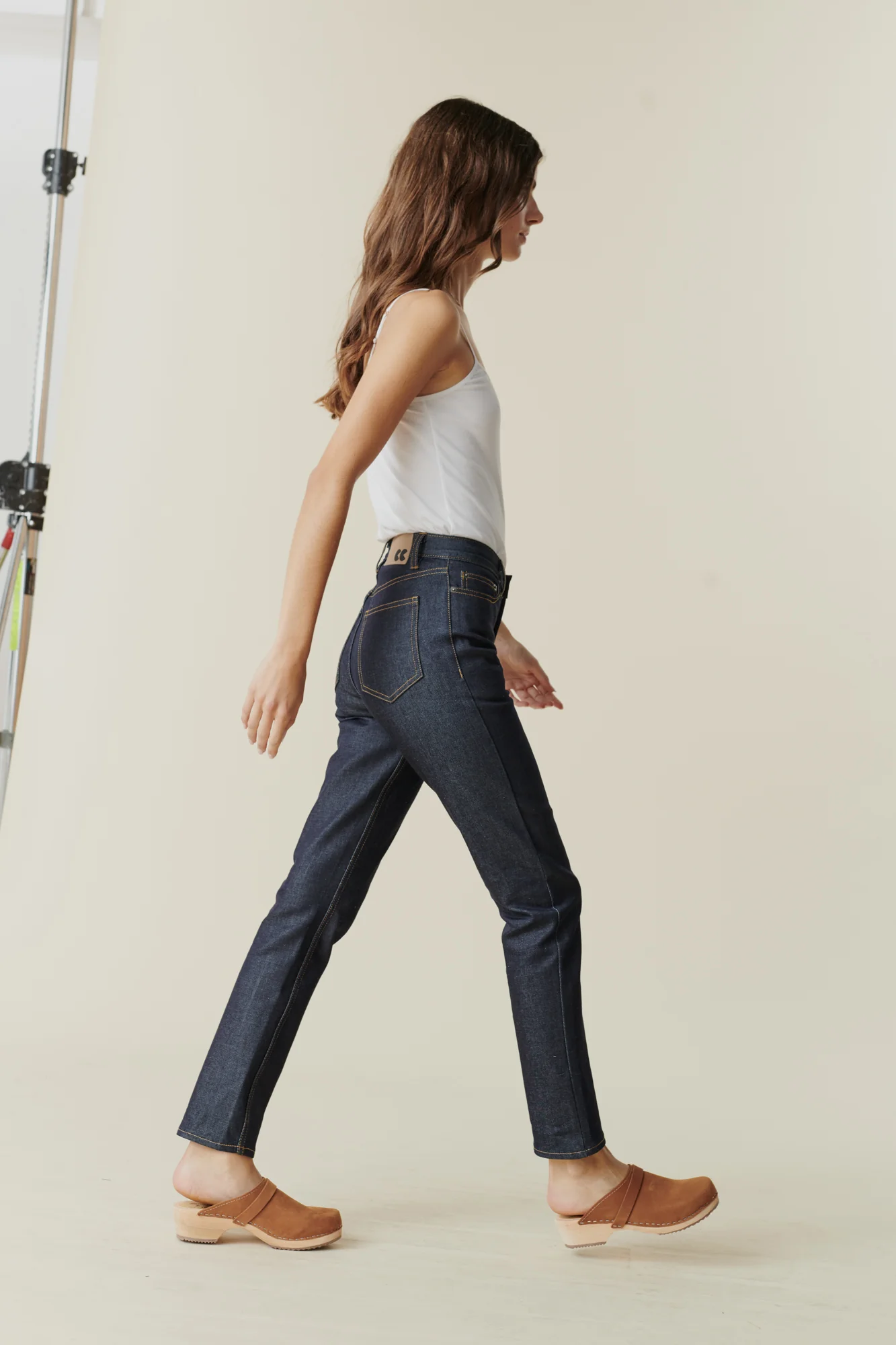 Women's Straight Leg High Rise Denim Jeans - Indigo - Image 8