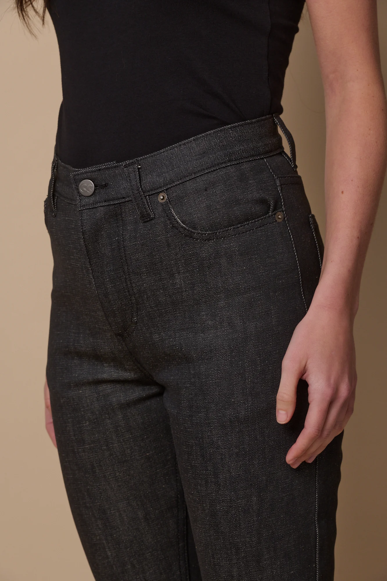 Women's Straight Leg High Rise Denim Jeans - Black - Image 3
