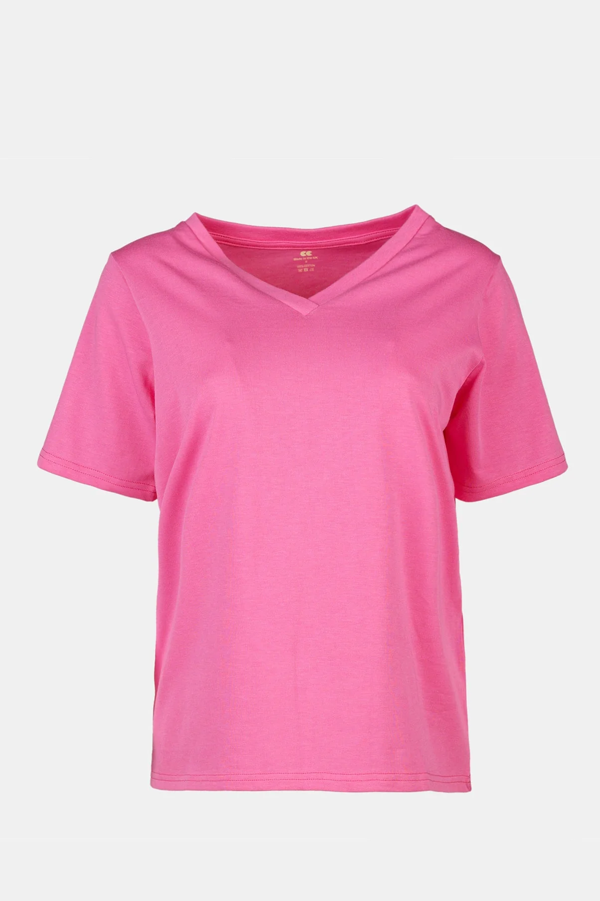 Women's Short Sleeve V-Neck T Shirt - Fuchsia Pink - Image 4