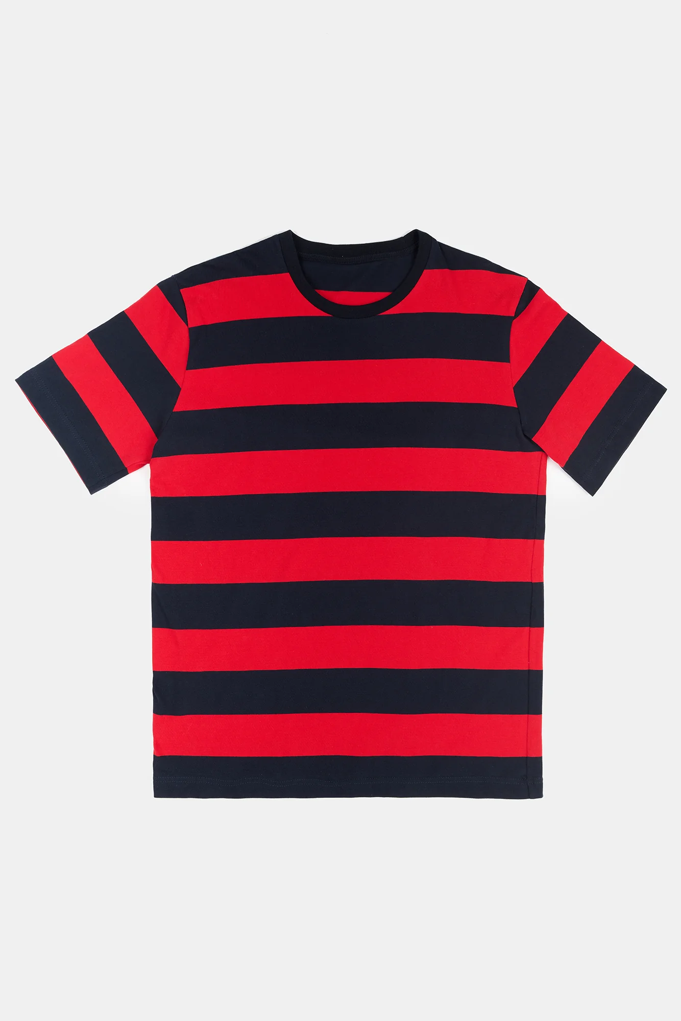 Women's Wide Stripe Short Sleeve T Shirt - Red/Navy - Image 4