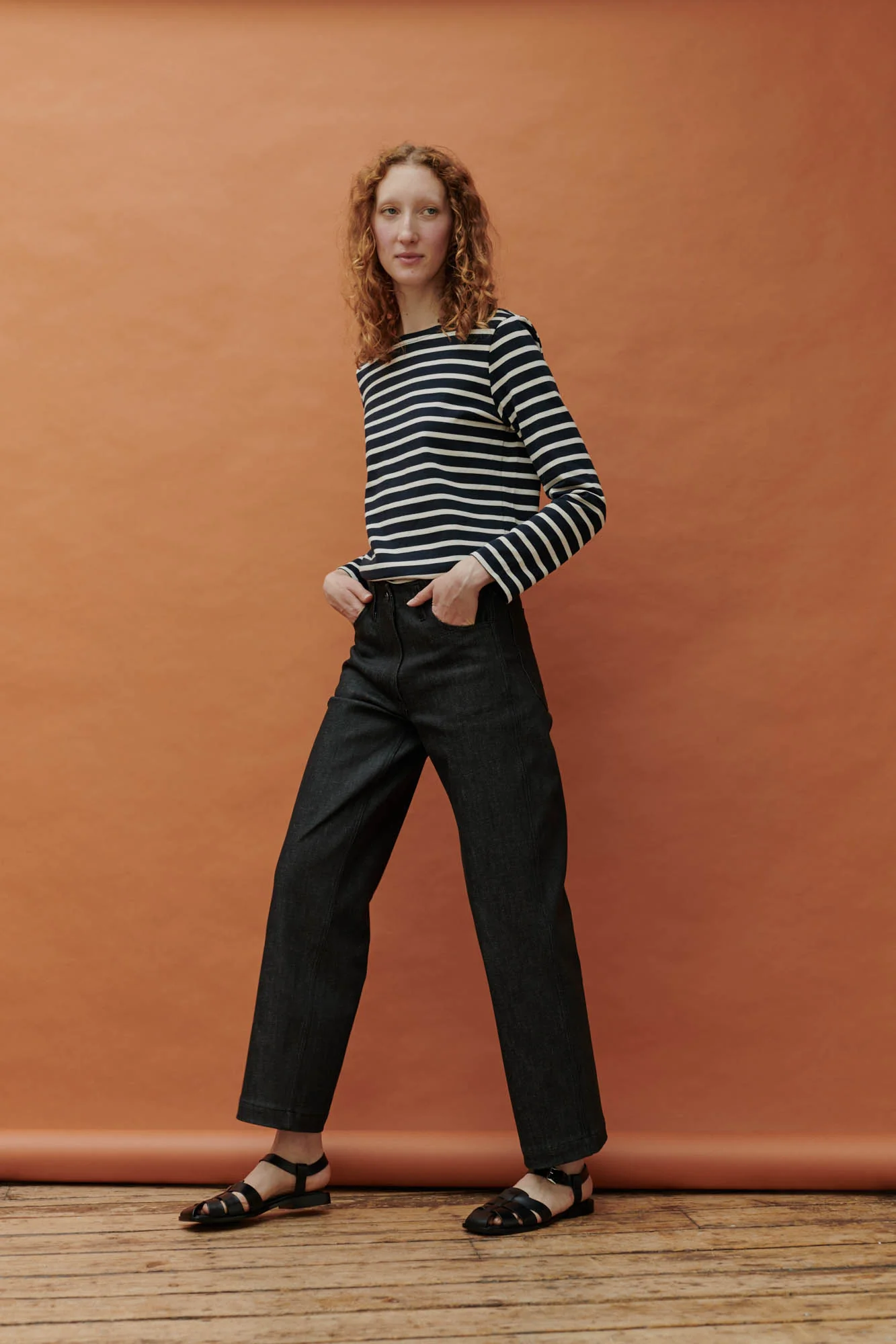 Women's Work Wide Straight Leg Denim Jeans - Black - Image 2