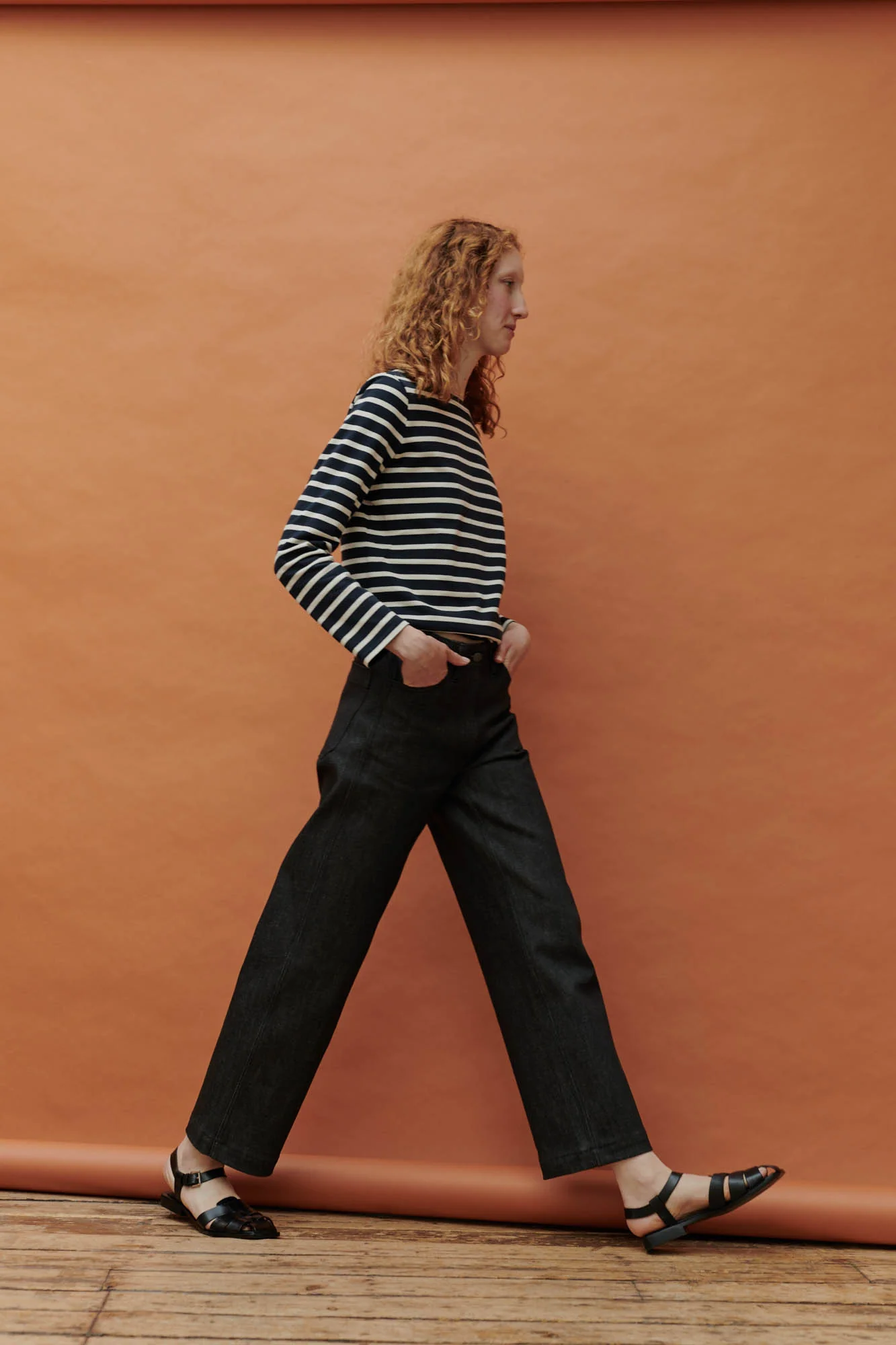 Women's Work Wide Straight Leg Denim Jeans - Black - Image 3