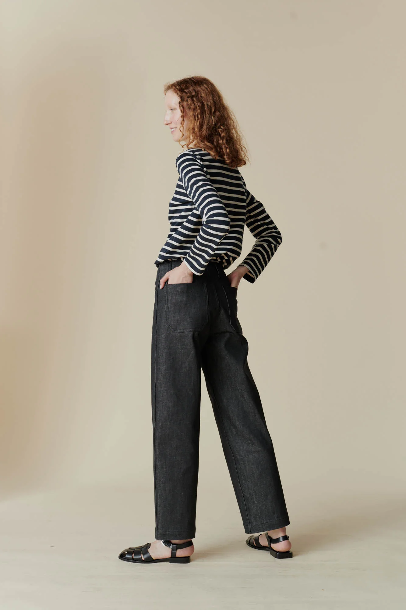 Women's Work Wide Straight Leg Denim Jeans - Black - Image 4
