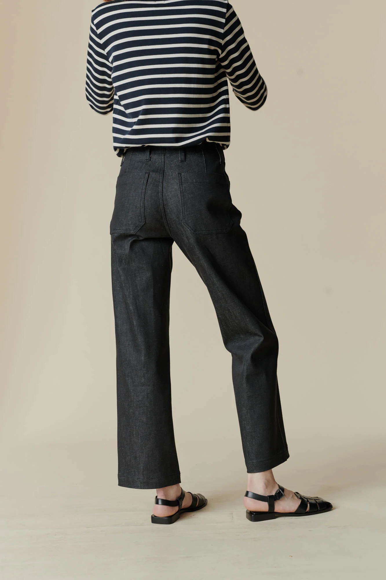 Women's Work Wide Straight Leg Denim Jeans - Black - Image 5