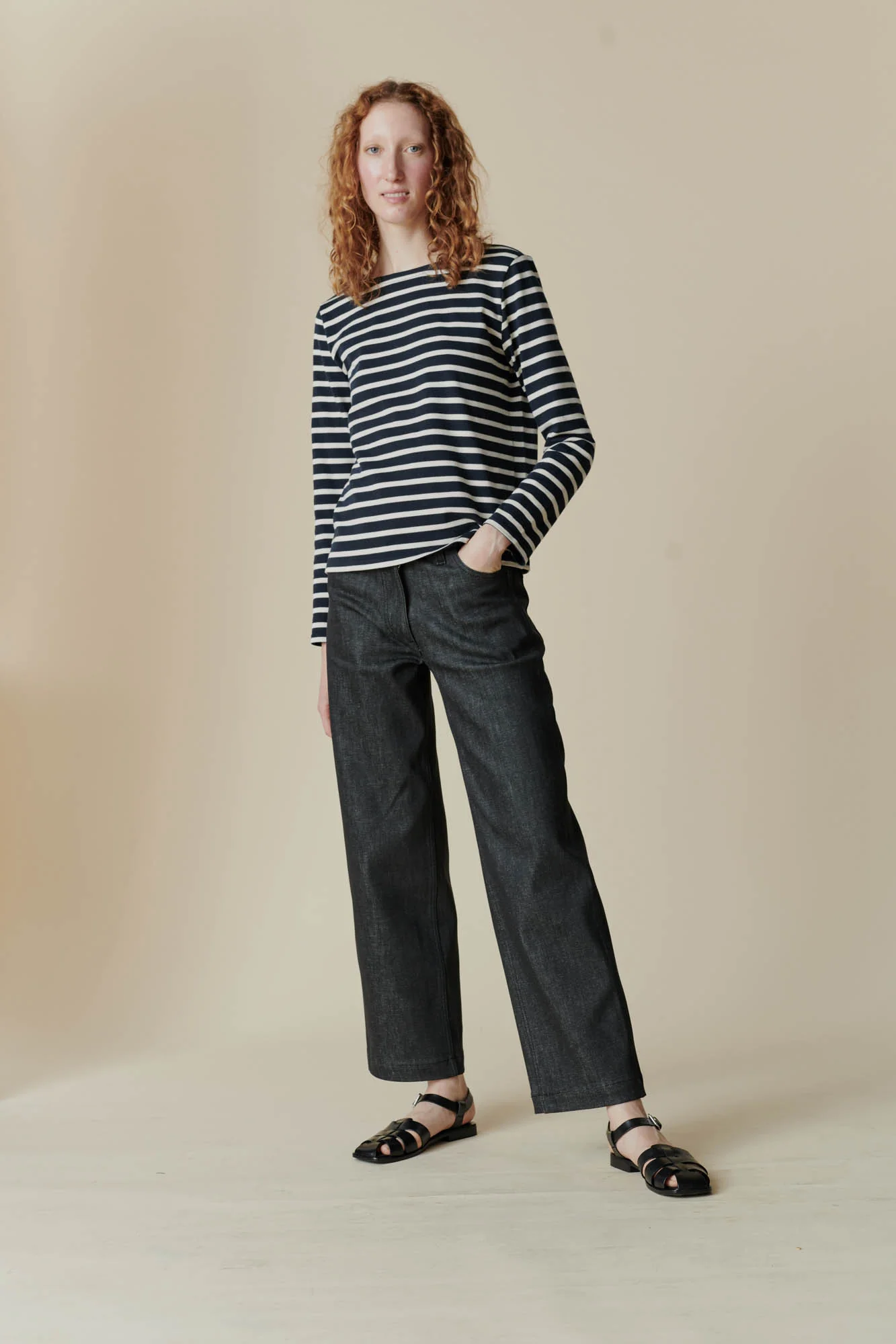Women's Work Wide Straight Leg Denim Jeans - Black - Image 7