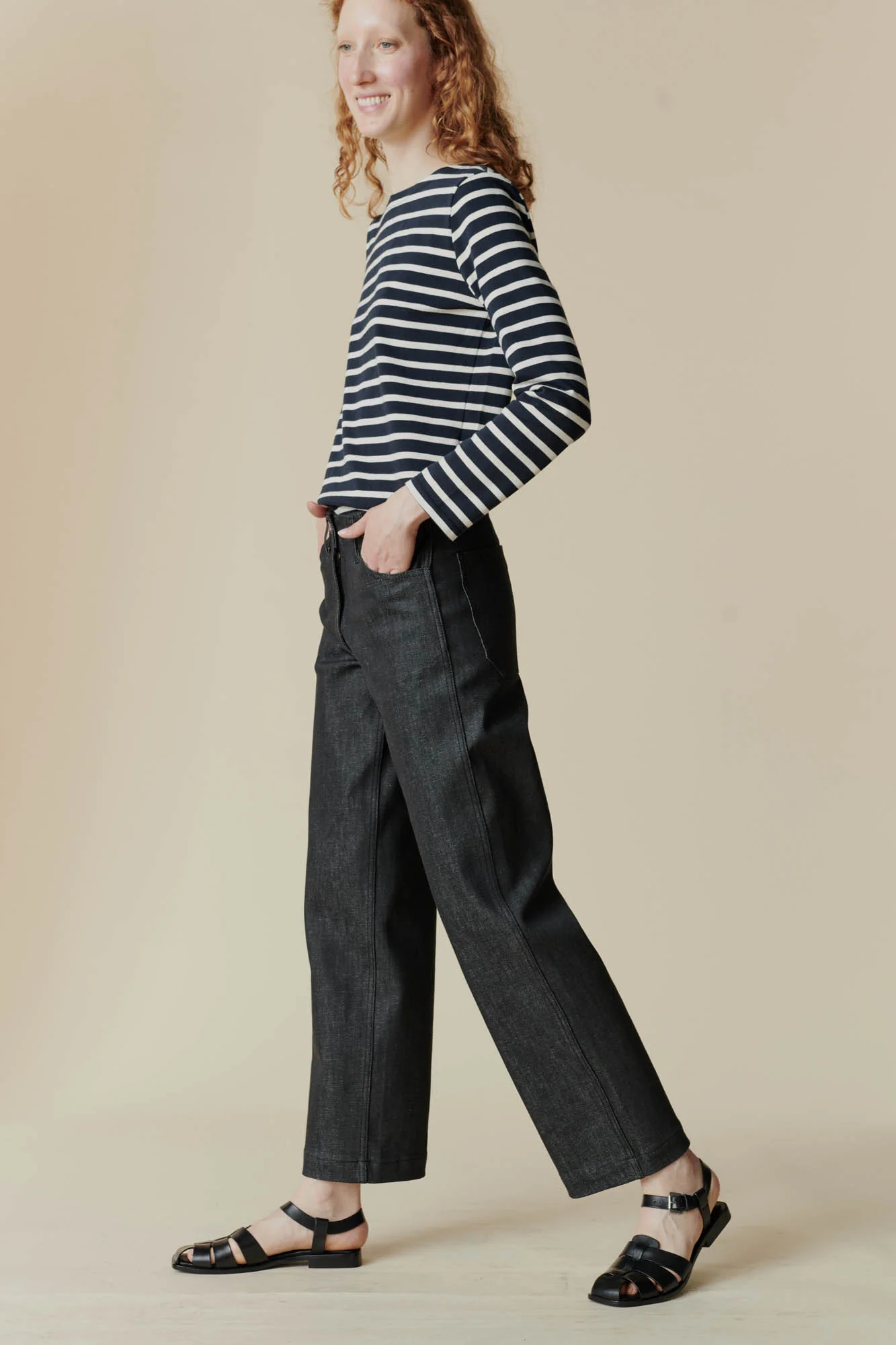 Women's Work Wide Straight Leg Denim Jeans - Black - Image 8