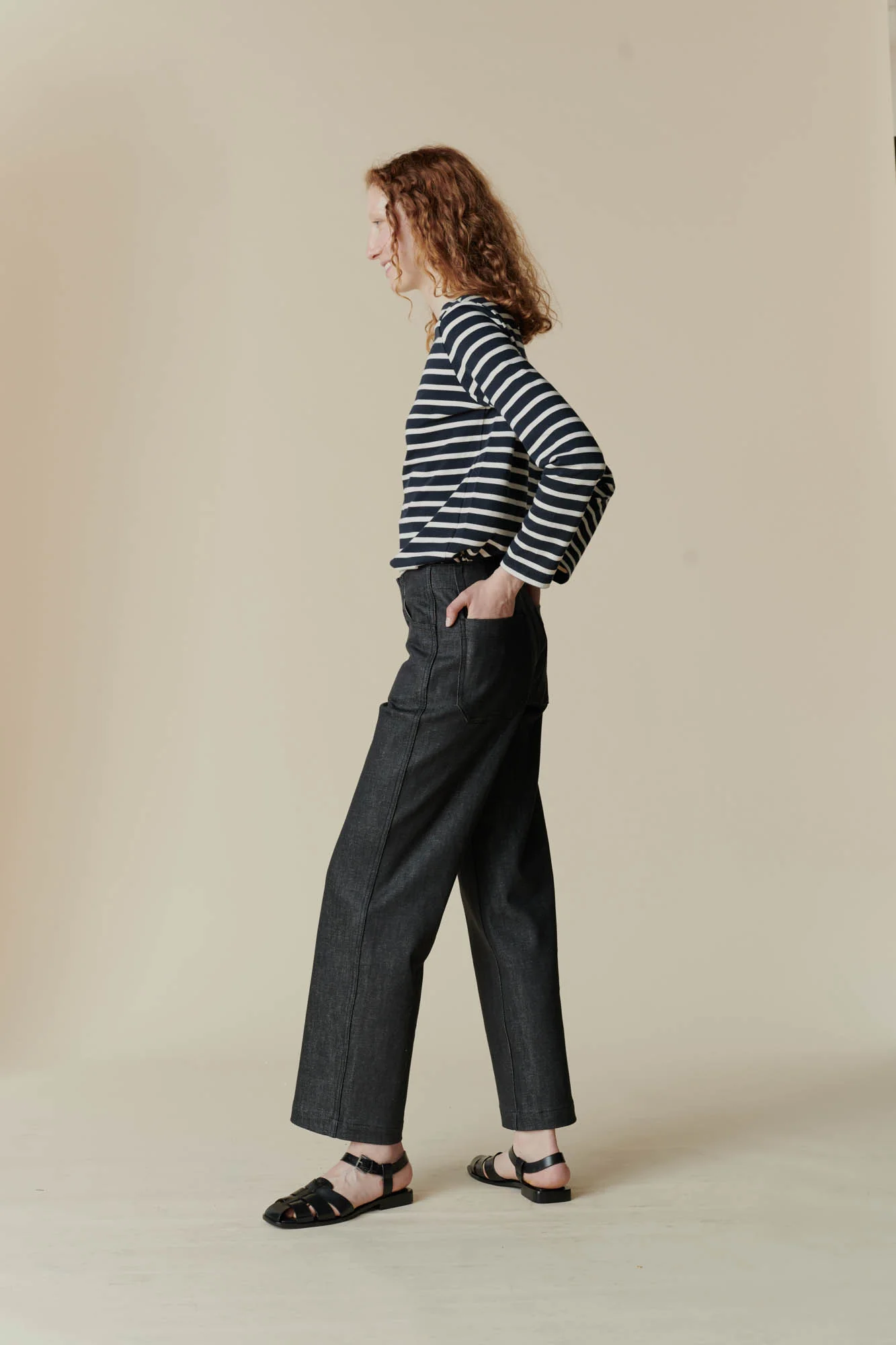 Women's Work Wide Straight Leg Denim Jeans - Black - Image 9