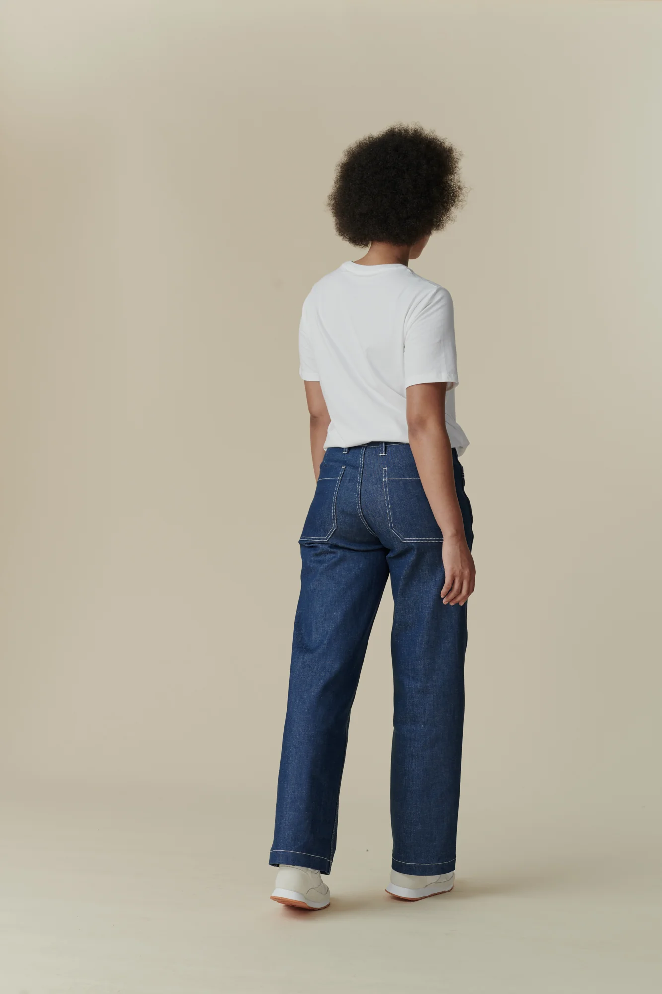 Women's Work Wide Straight Leg Denim Jeans - Blue - Image 3
