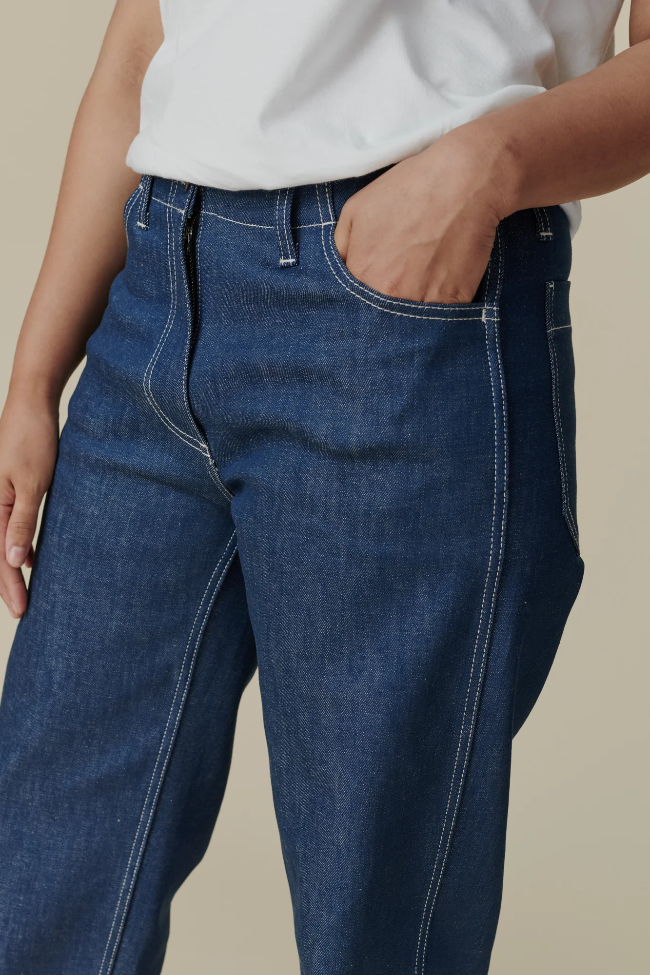 Women's Work Wide Straight Leg Denim Jeans - Blue - Image 4