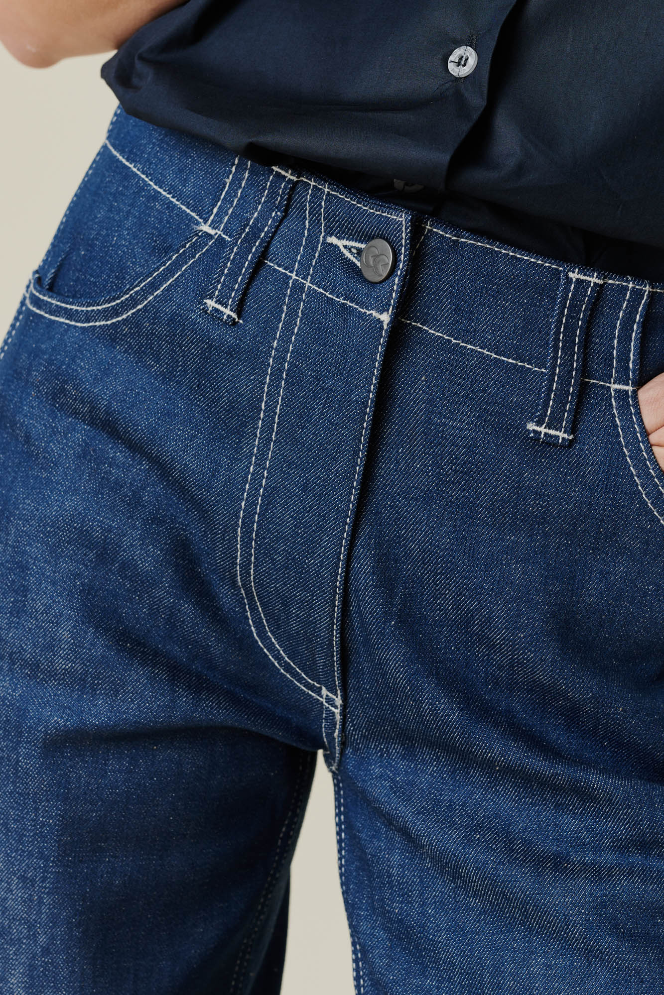 Women's Work Wide Straight Leg Denim Jeans - Blue - Image 5