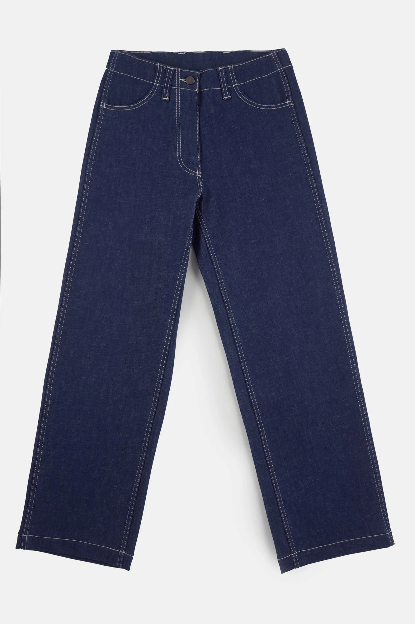 Women's Work Wide Straight Leg Denim Jeans - Blue - Image 9