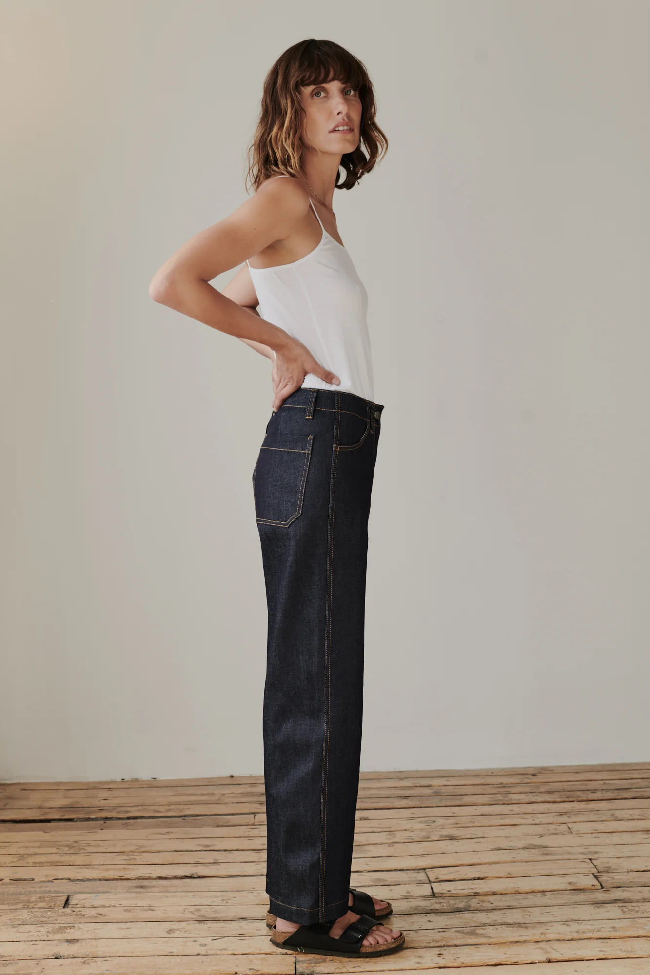 Women's Work Wide Straight Leg Denim Jeans - Indigo - Image 6